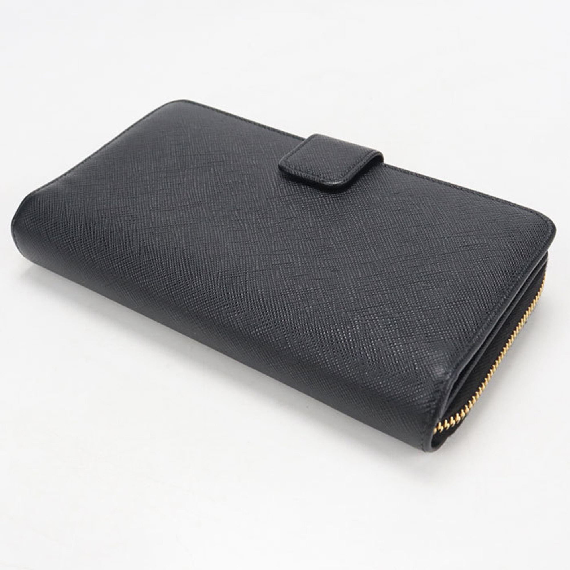 Prada Black Leather Long Wallet (Bi-Fold) (Pre-Owned)