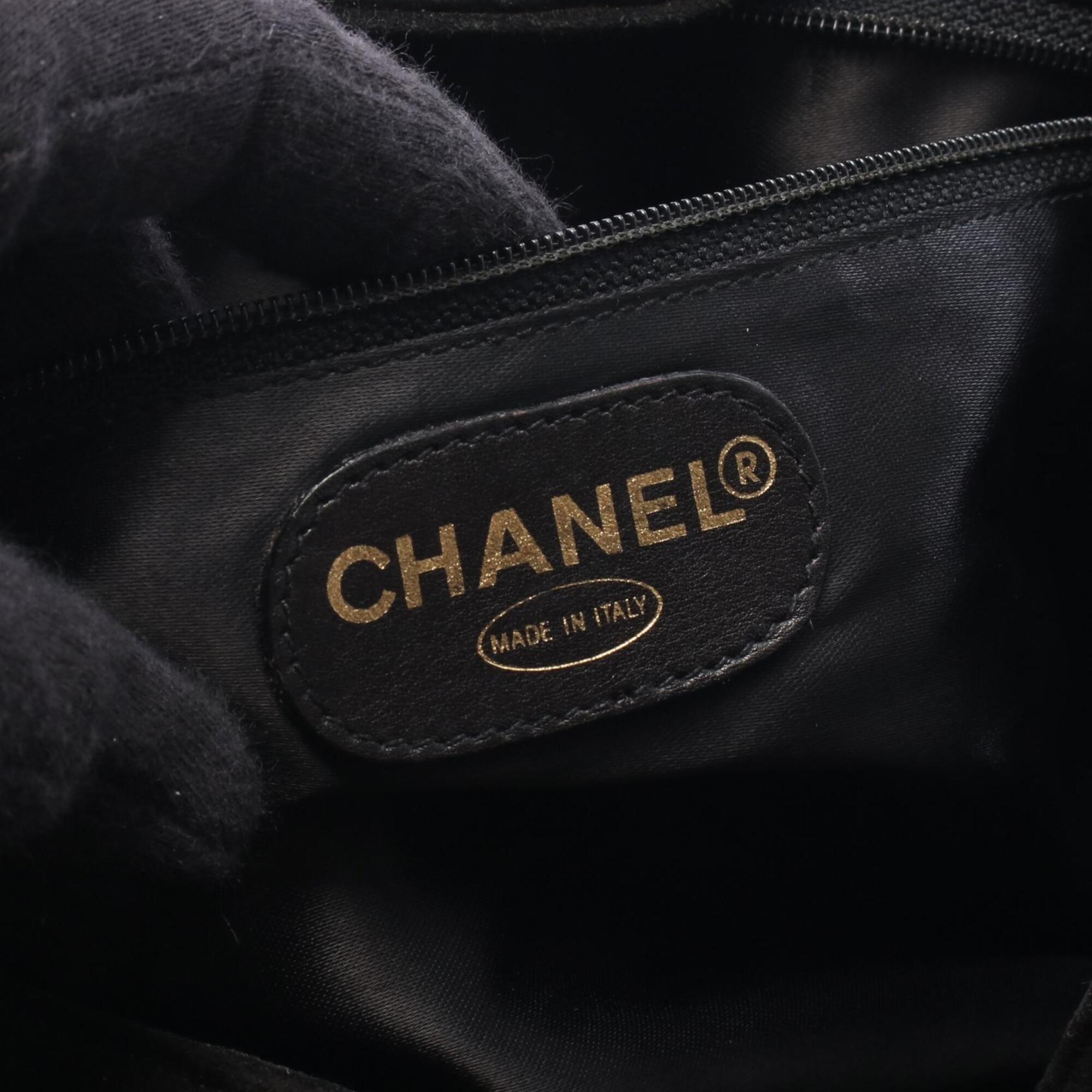 Chanel Black Suede Leather Backpack Handbag (Pre-Owned)