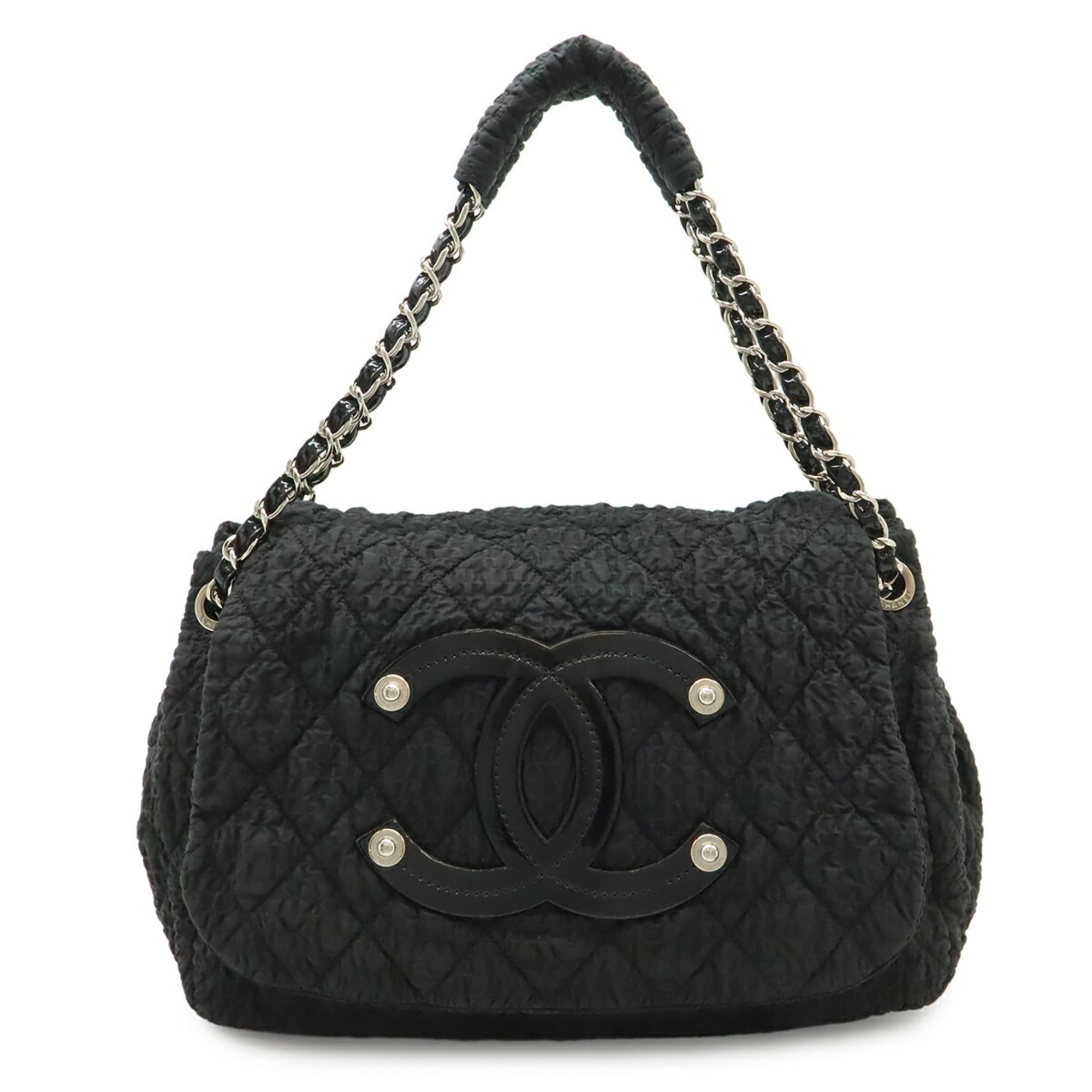 Chanel Black Nylon Leather Shoulder Bag (Pre-Owned)