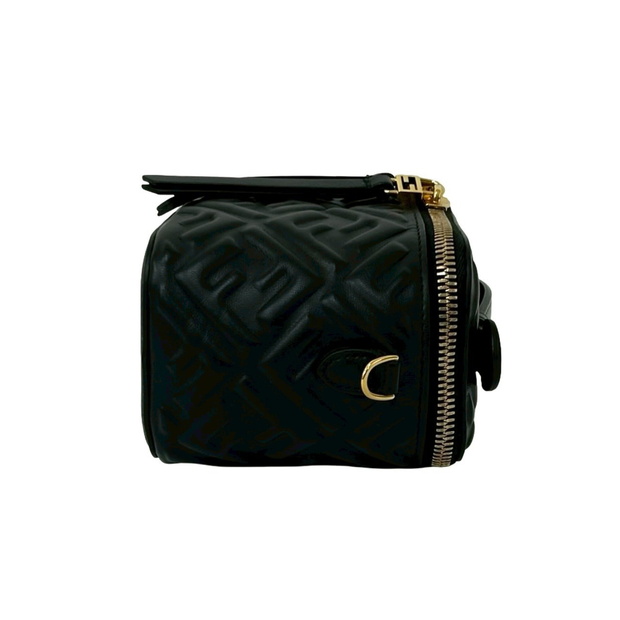 Fendi Black Leather Handbag Shoulder Bag Vanity Bag (Pre-Owned)
