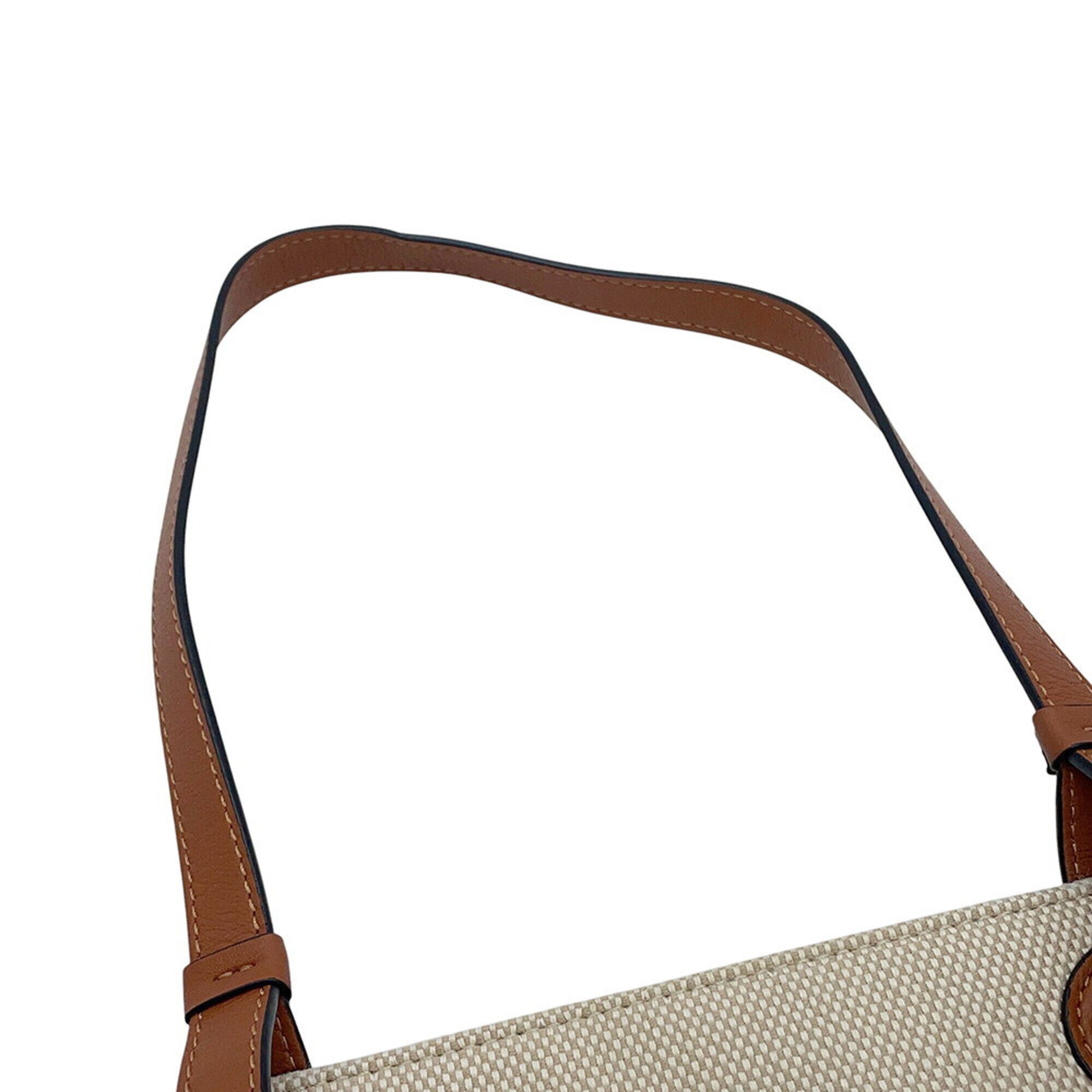 Loewe Beige Brown Canvas Leather Handbag Shoulder Bag Tote Bag (Pre-Owned)