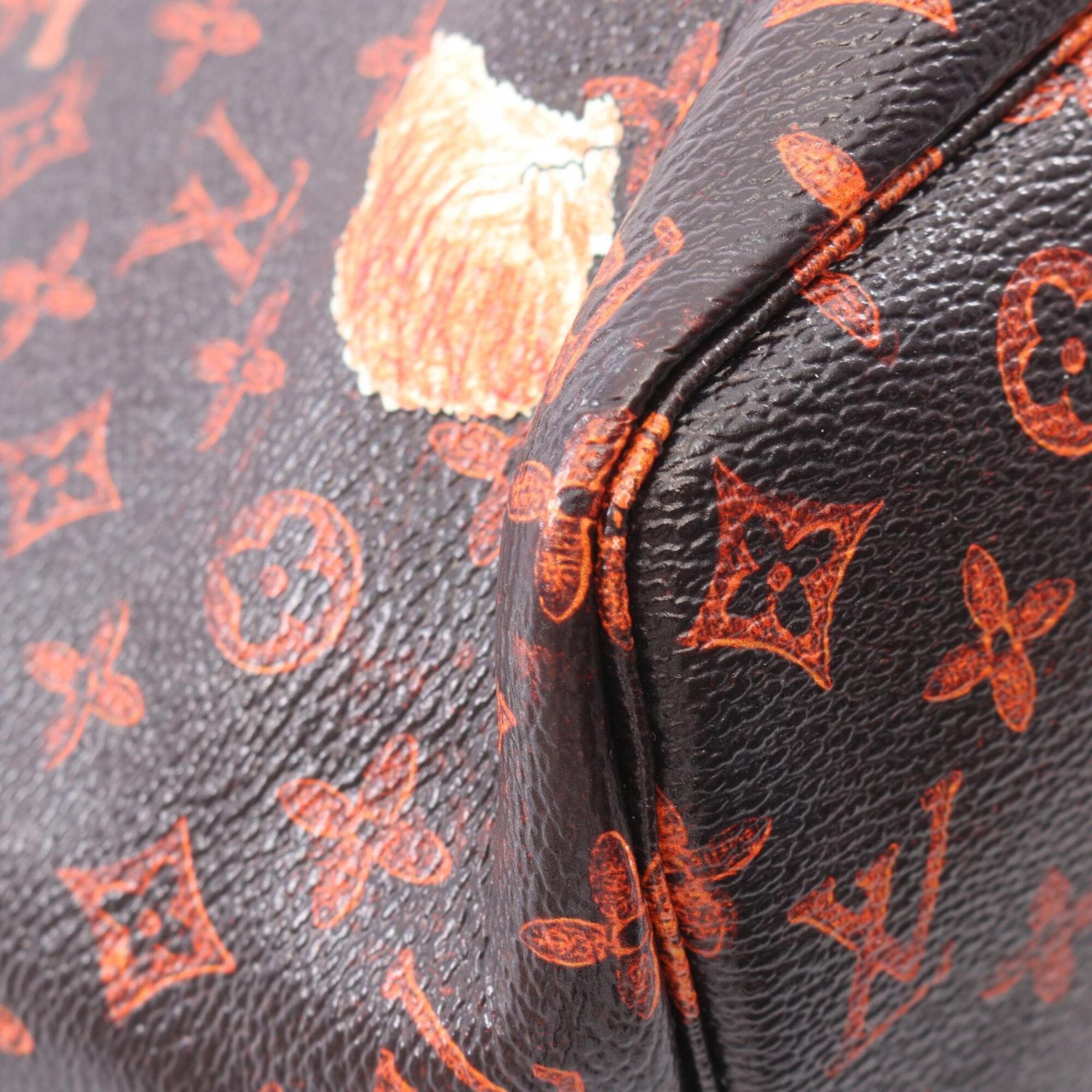 Louis Vuitton Brown Coated Canvas Leather Handbag Pouch Tote Bag (Pre-Owned)
