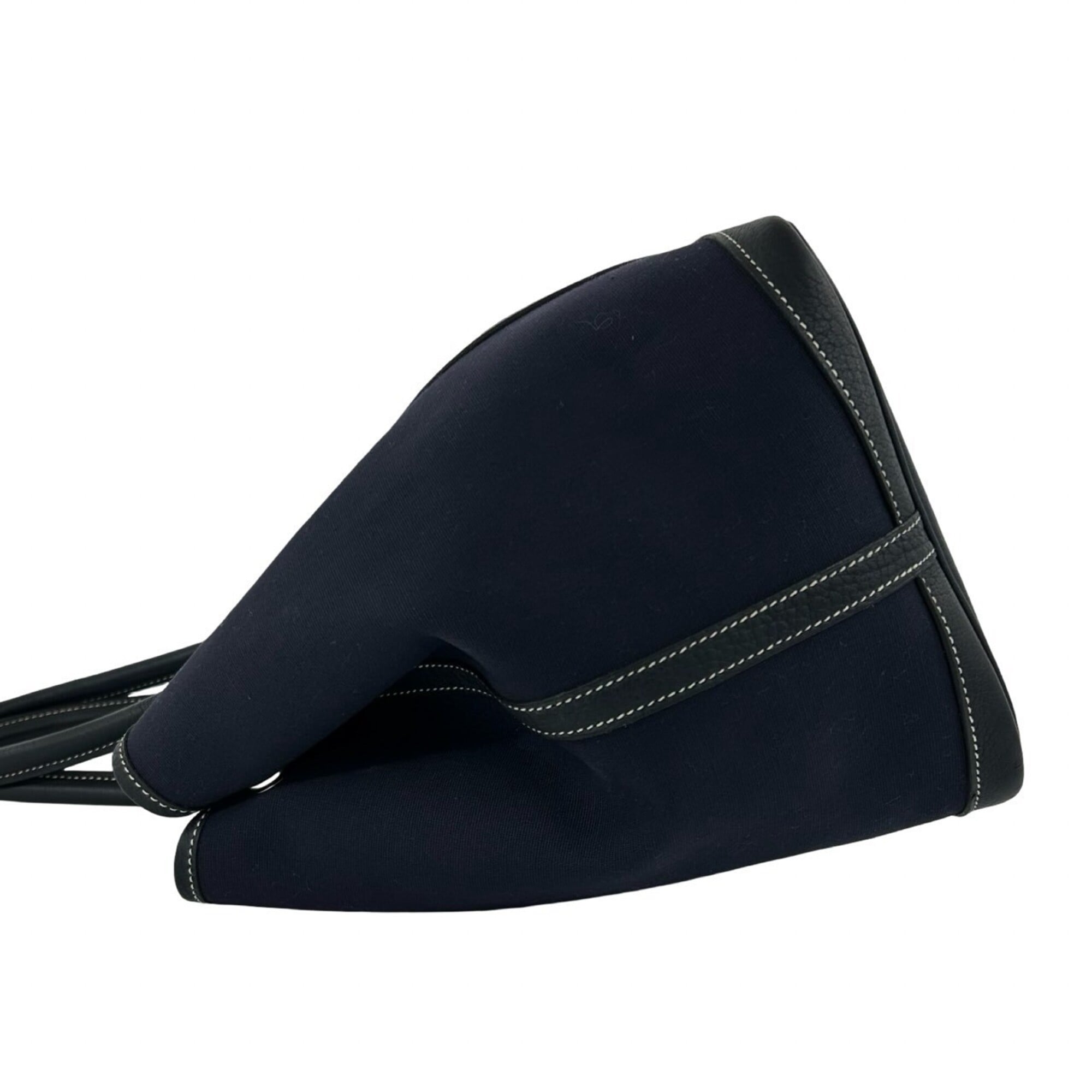 Hermes Black Navy Buffalo Leather Toile H Handbag Tote Bag (Pre-Owned)