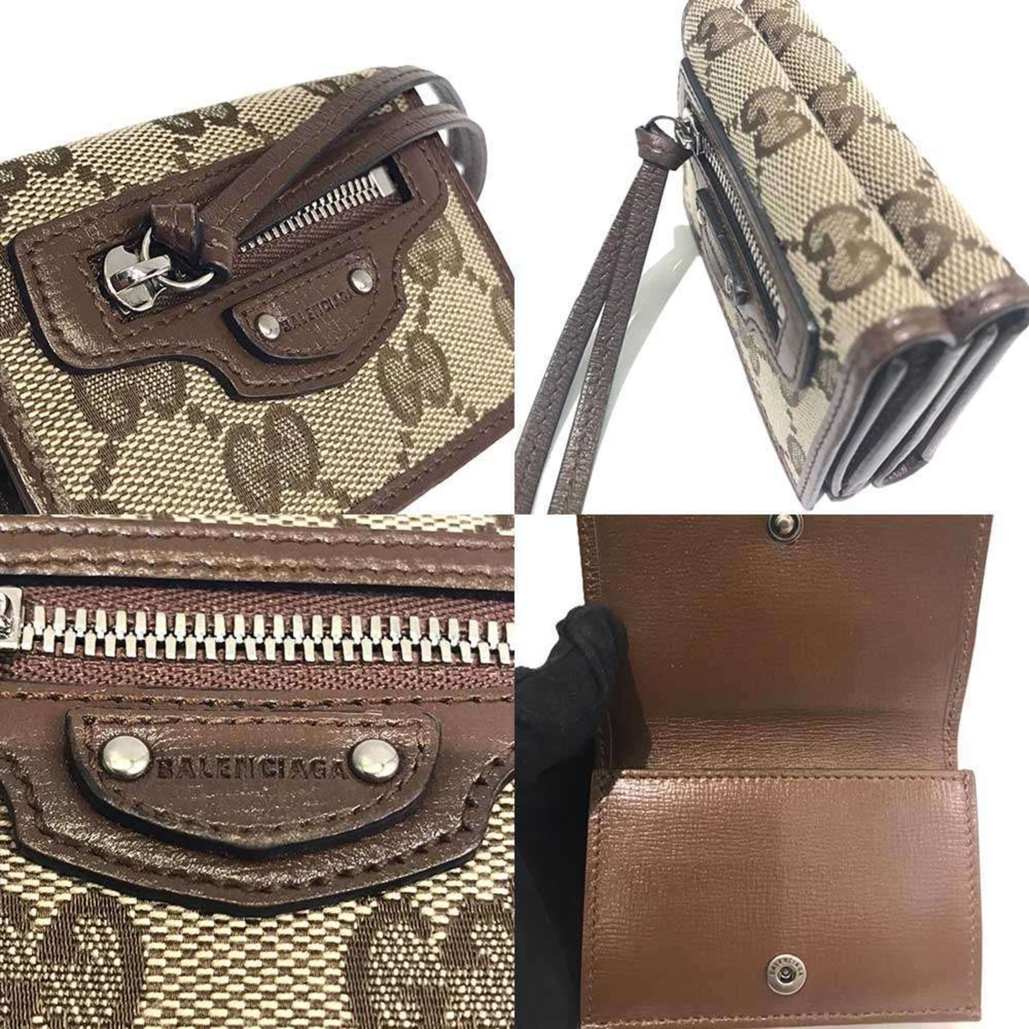 Gucci Canvas Leather Wallet (Tri-Fold) (Pre-Owned)