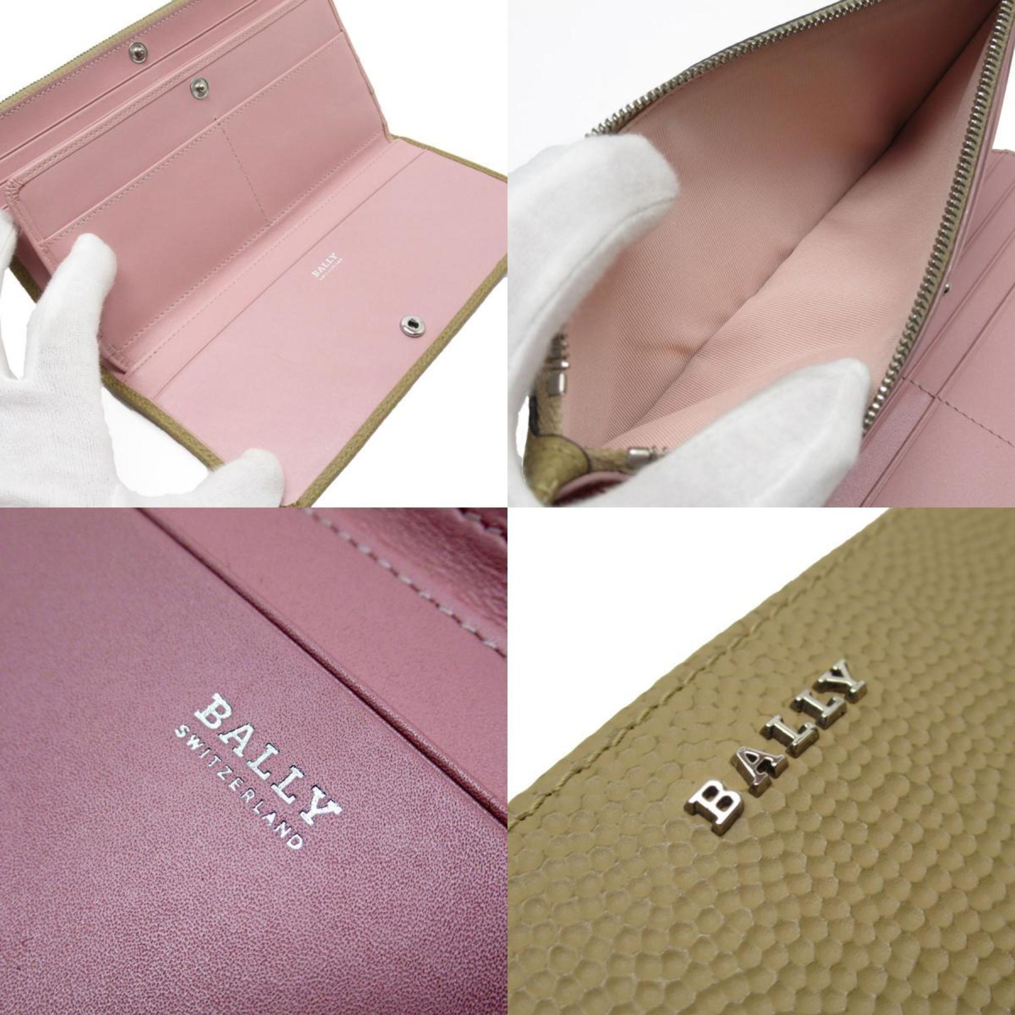 Bally Beige Leather Long Wallet (Bi-Fold) (Pre-Owned)