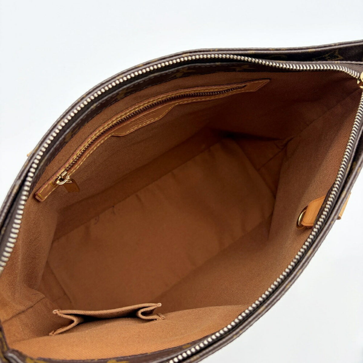 Louis Vuitton Brown Monogram Canvas Leather Shoulder Bag Tote Bag (Pre-Owned)