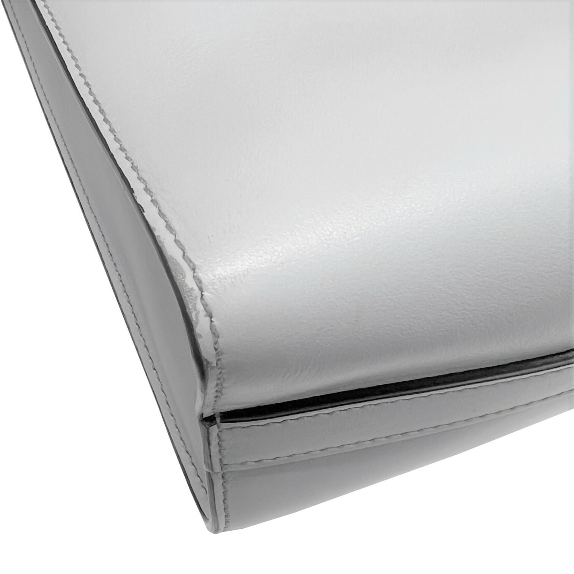 Prada Gray Leather Handbag Tote Bag (Pre-Owned)