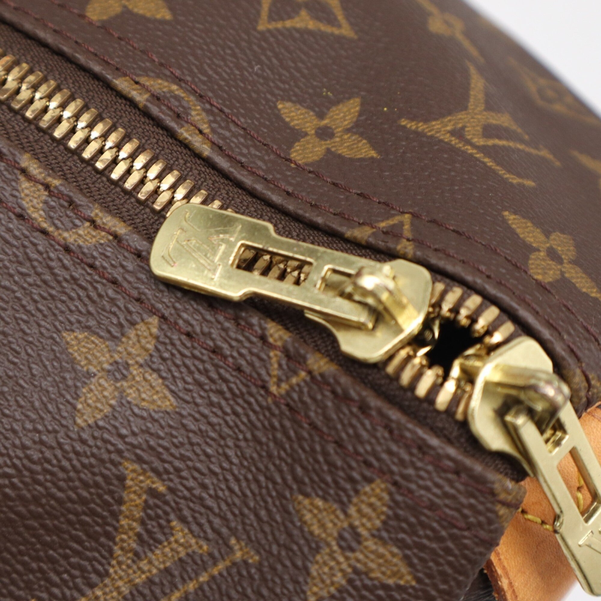 Louis Vuitton Beige Blue Brown Monogram Coated Canvas Leather Boston Bag Handbag (Pre-Owned)