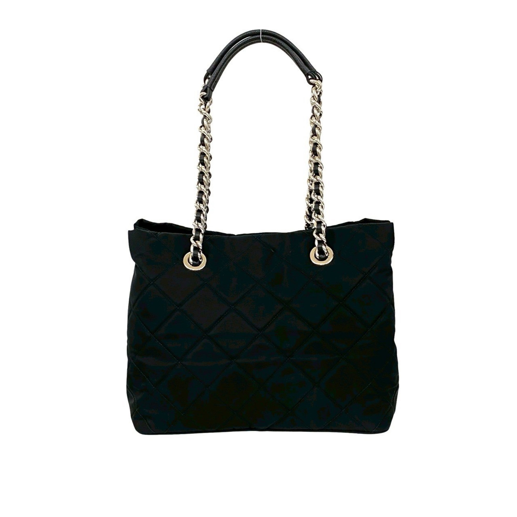 Prada Black Nylon Leather Shoulder Bag Tote Bag (Pre-Owned)