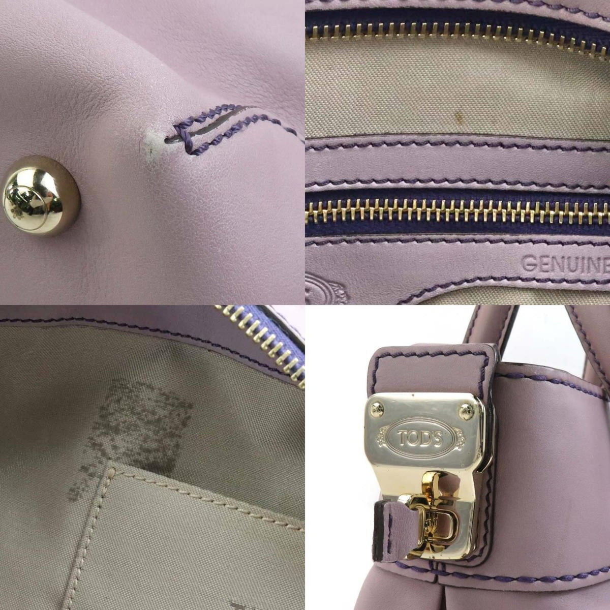 Tod's Purple Leather Handbag Shoulder Bag (Pre-Owned)