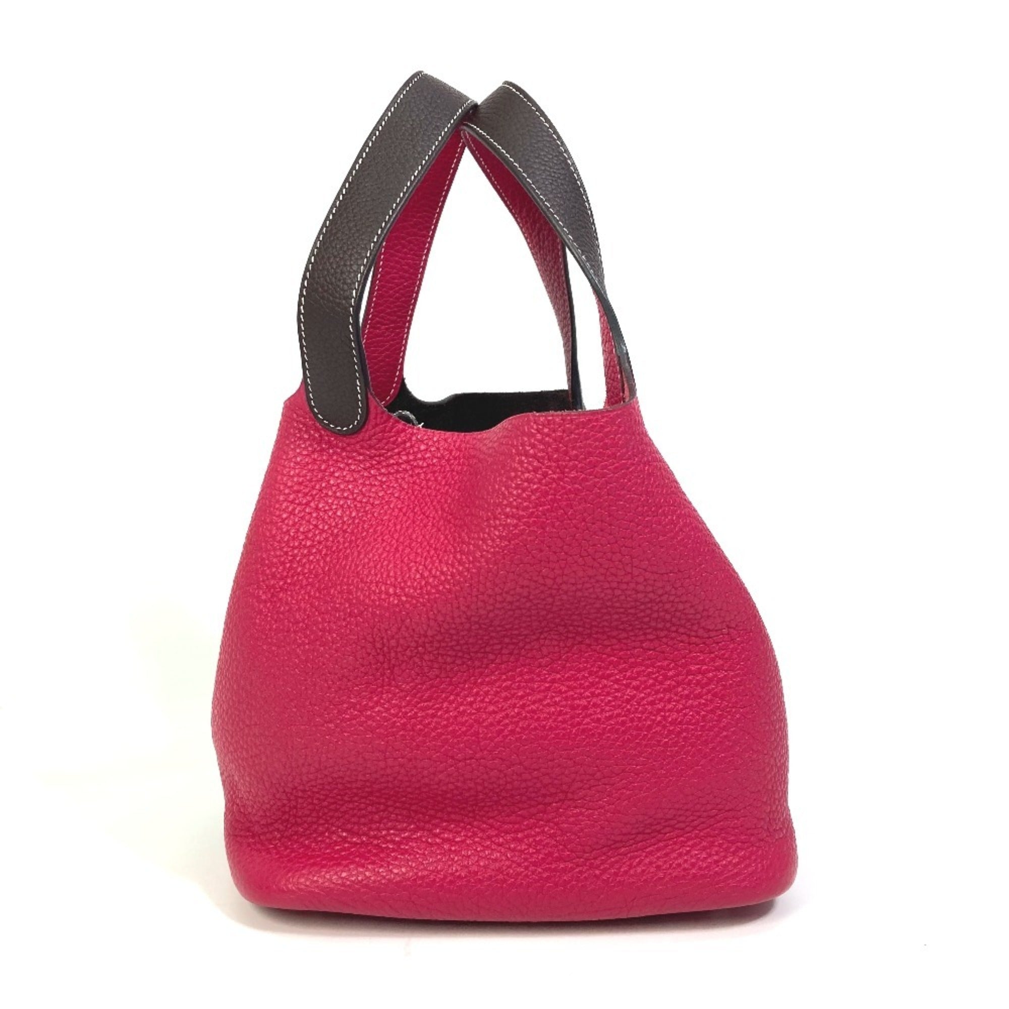 Hermes Picotin Red Brown Taurillon Clemence Leather Handbag Tote Bag (Pre-Owned)