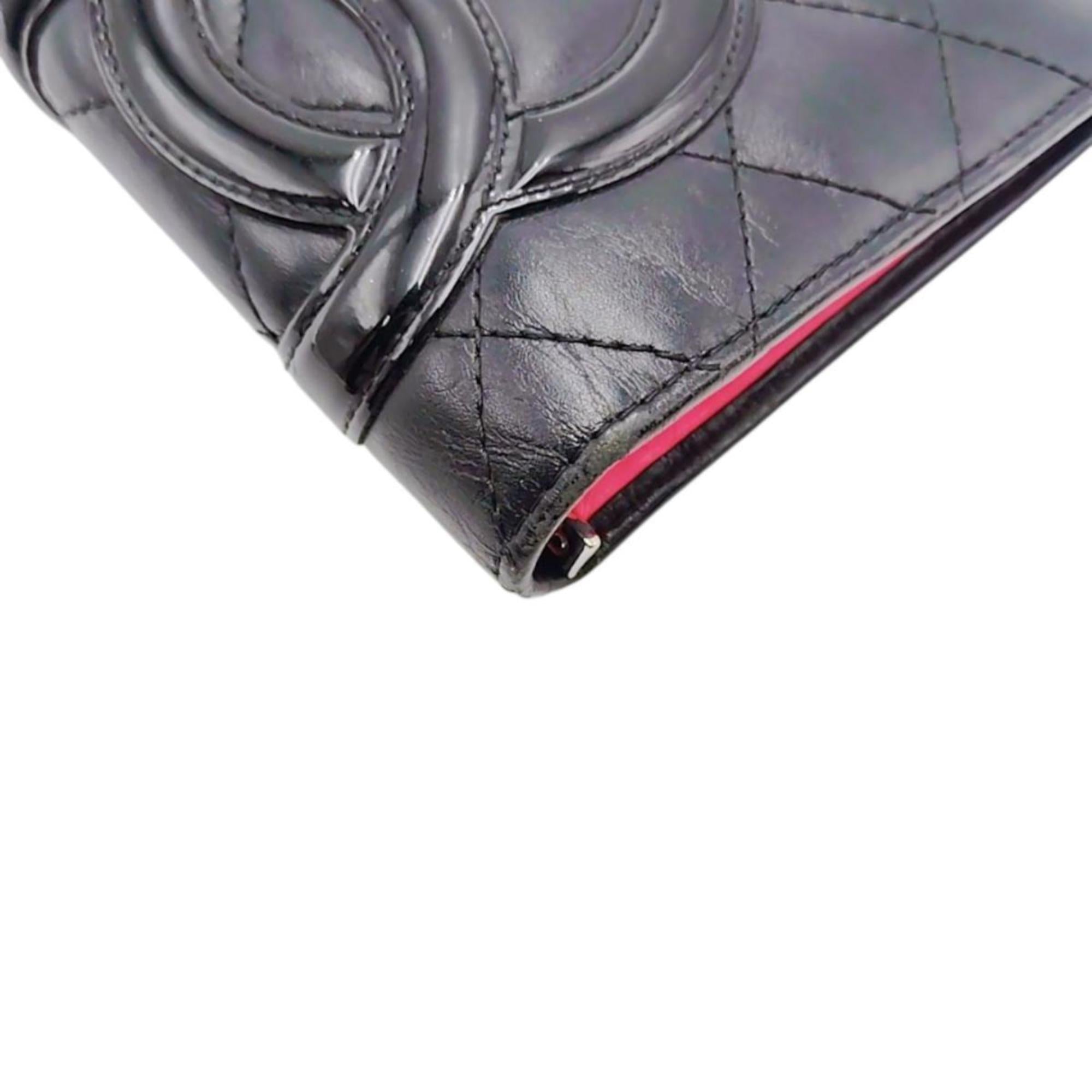 Chanel Black Pink Leather Long Wallet (Bi-Fold) (Pre-Owned)
