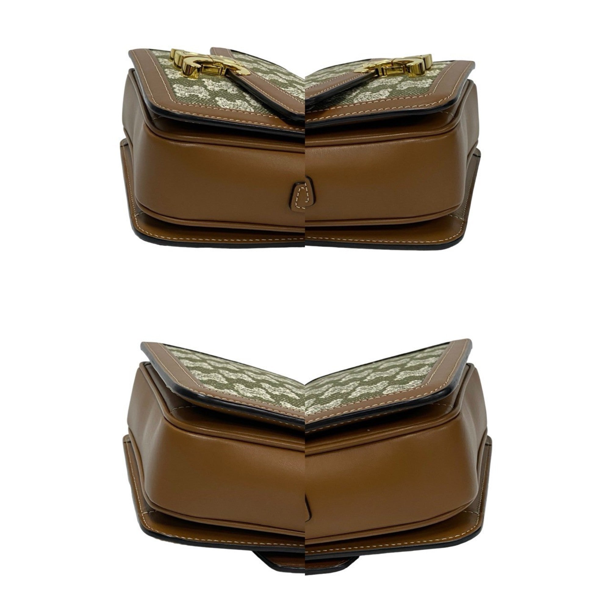 Celine Brown Khaki Leather Canvas Pochette Shoulder Bag (Pre-Owned)