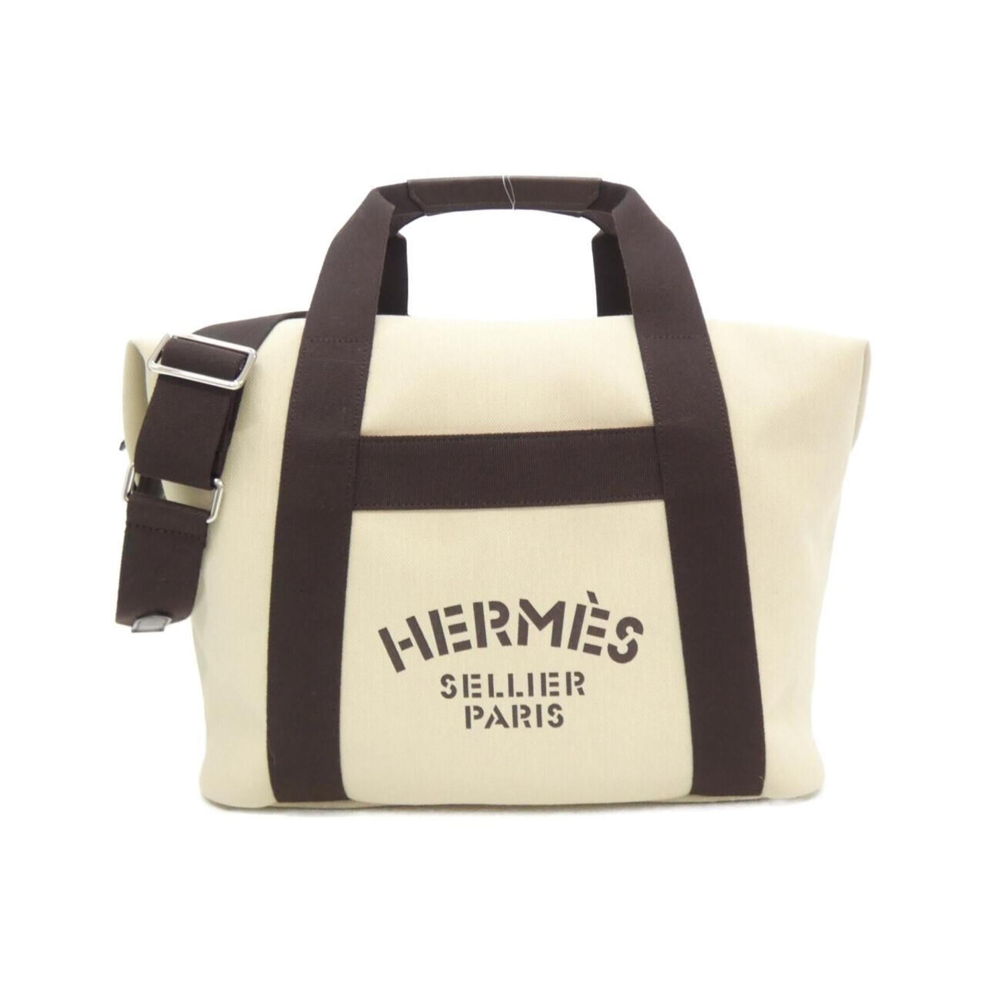 Hermes Beige Feu Canvas Handbag (Pre-Owned)