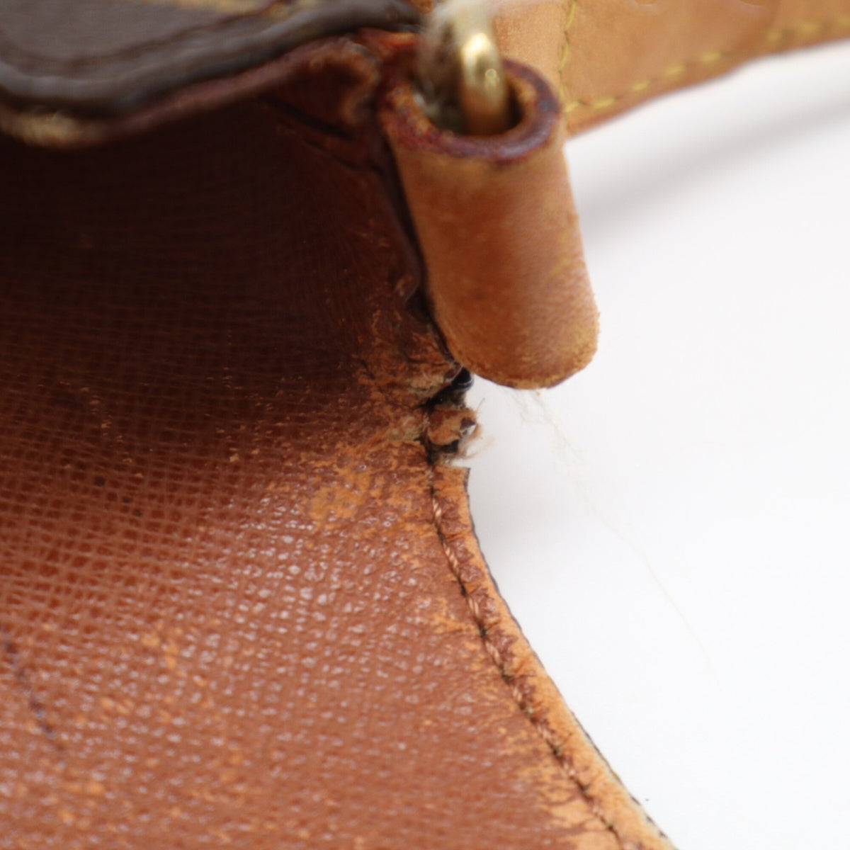 Louis Vuitton Beige Brown Monogram Coated Canvas Leather Shoulder Bag (Pre-Owned)