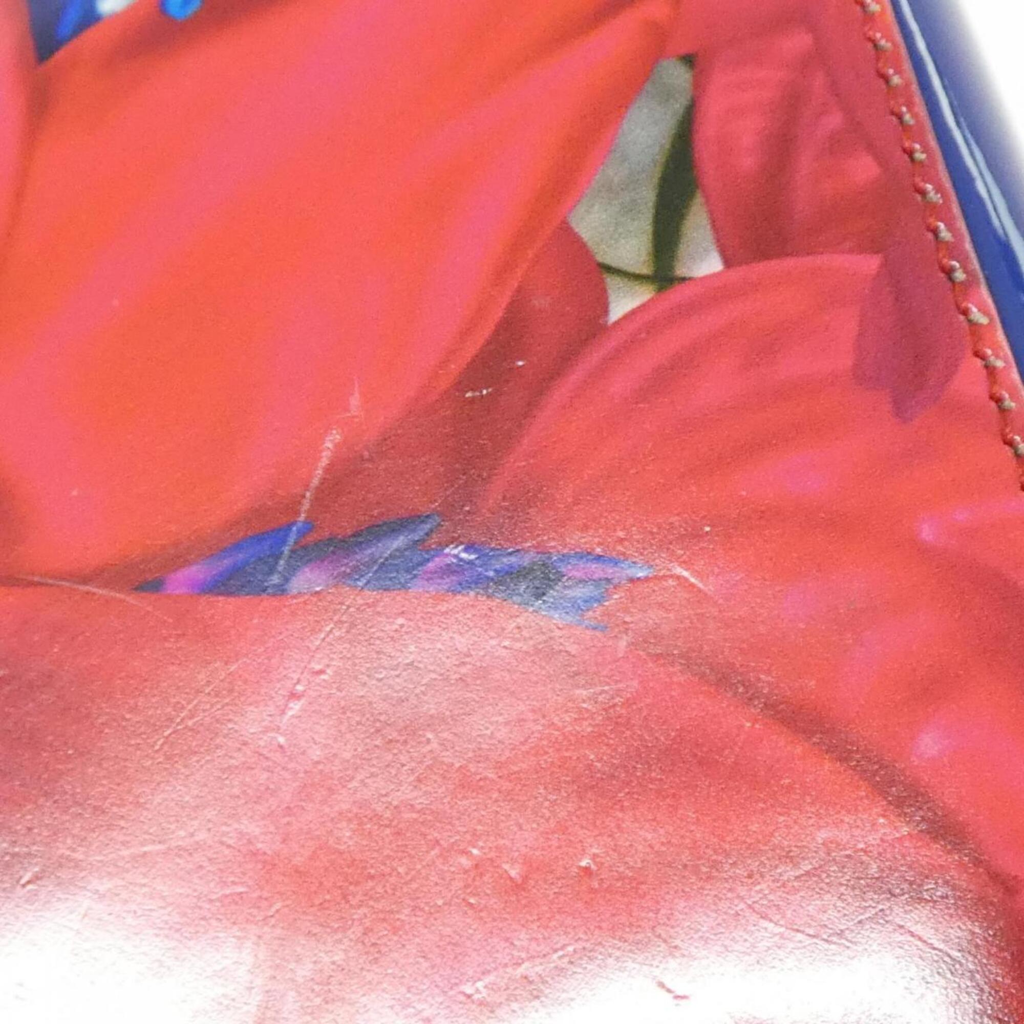 Christian Dior Blue Red Color Leather Handbag (Pre-Owned)
