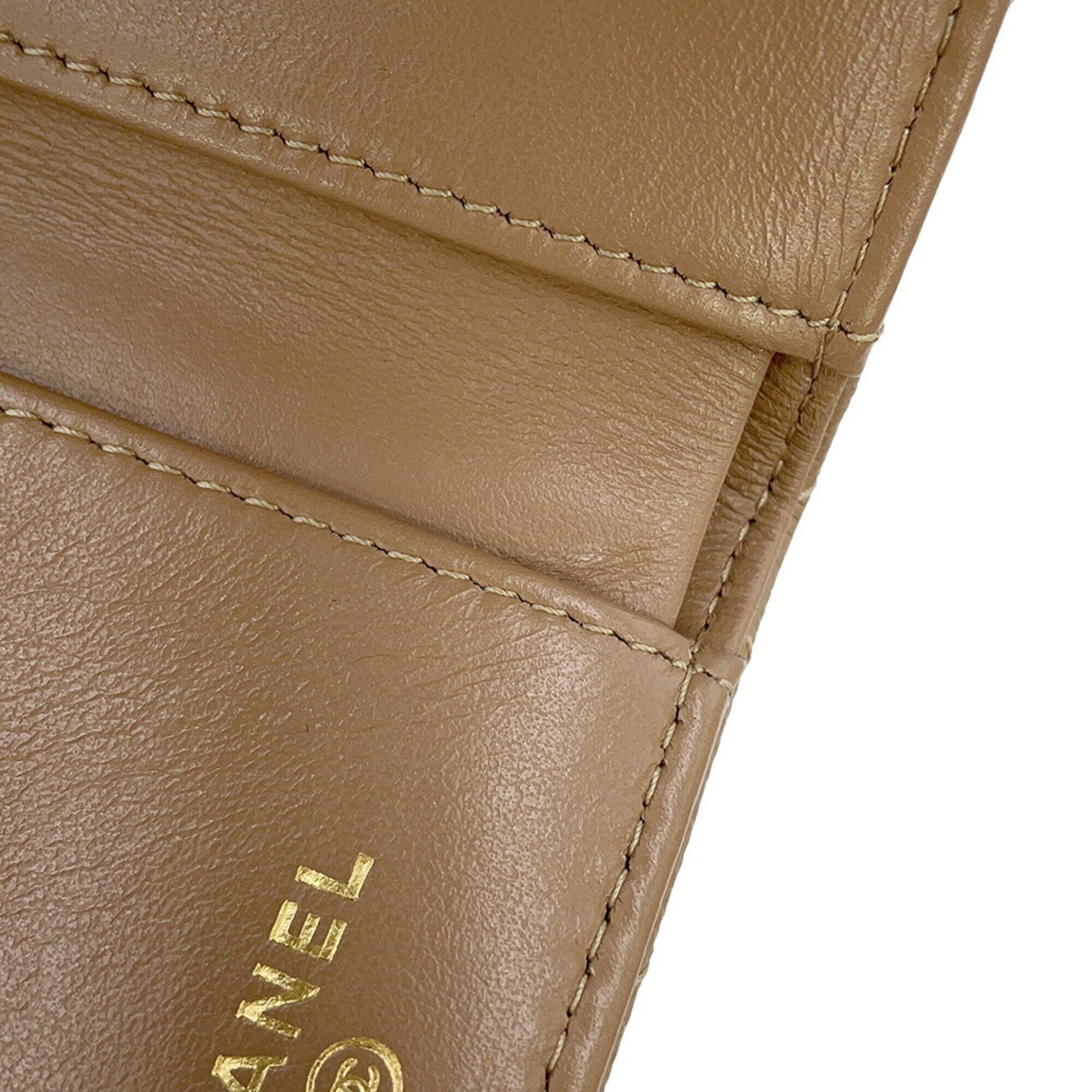 Chanel Matelasse Beige Grained Calfskin Wallet (Tri-Fold) (Pre-Owned)