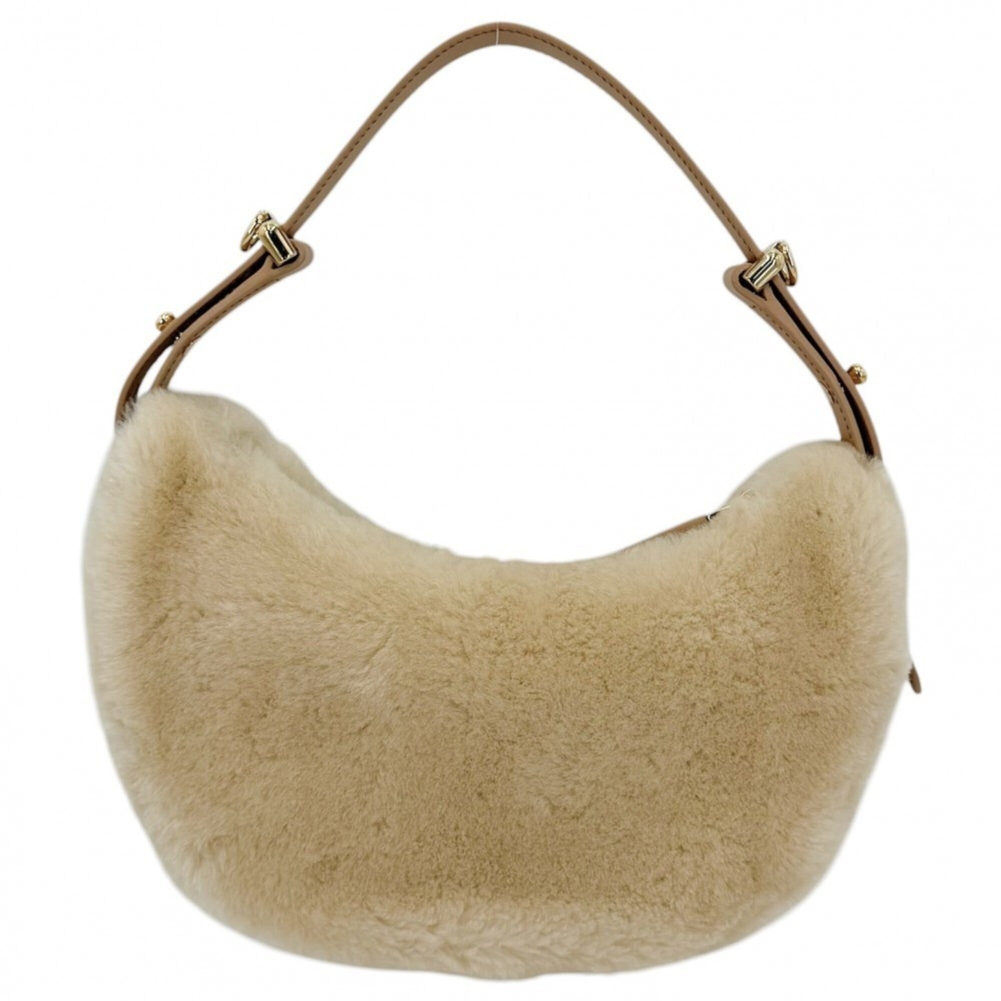 Prada Beige Faux Fur Handbag Shoulder Bag (Pre-Owned)