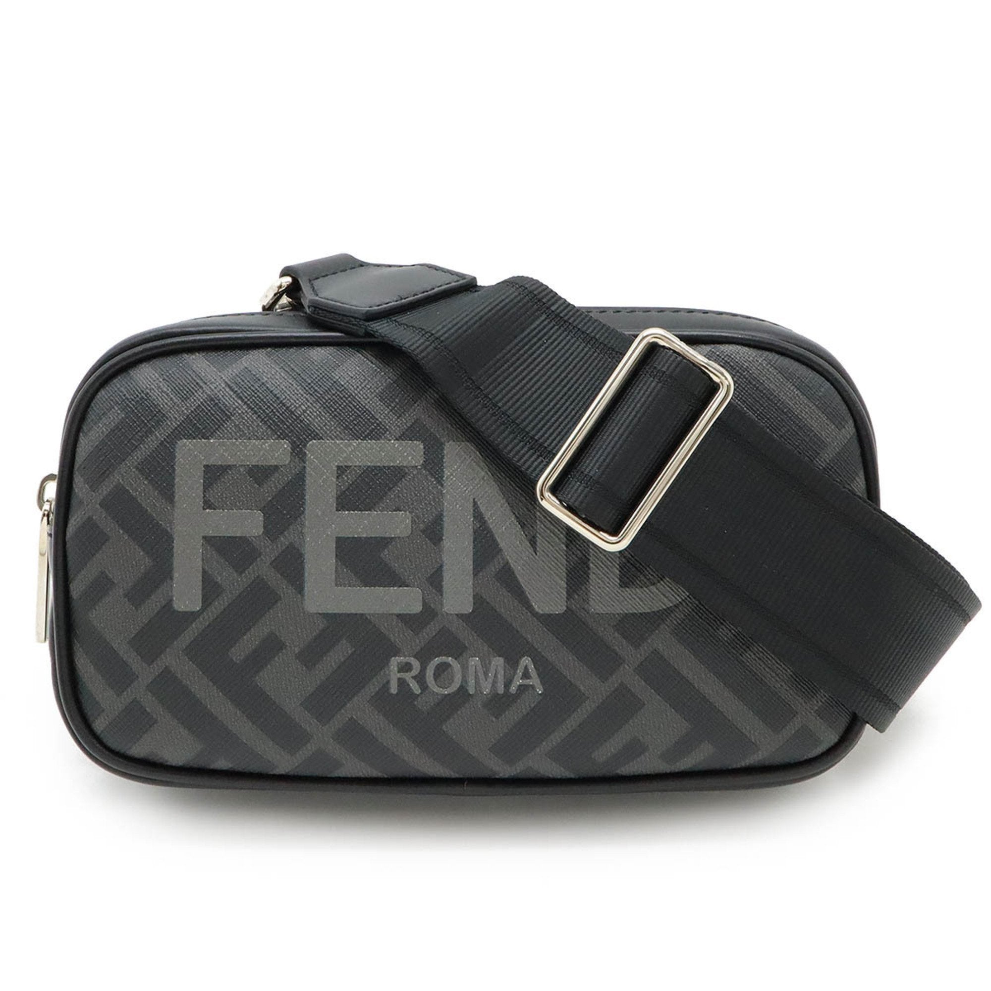 Fendi Black Gray Pvc Leather Pouch Shoulder Bag Sling Bag (Pre-Owned)