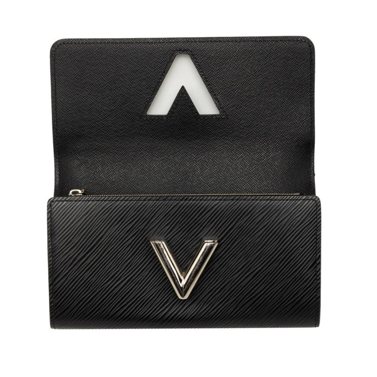 Louis Vuitton Black Noir Leather Long Wallet (Bi-Fold) (Pre-Owned)