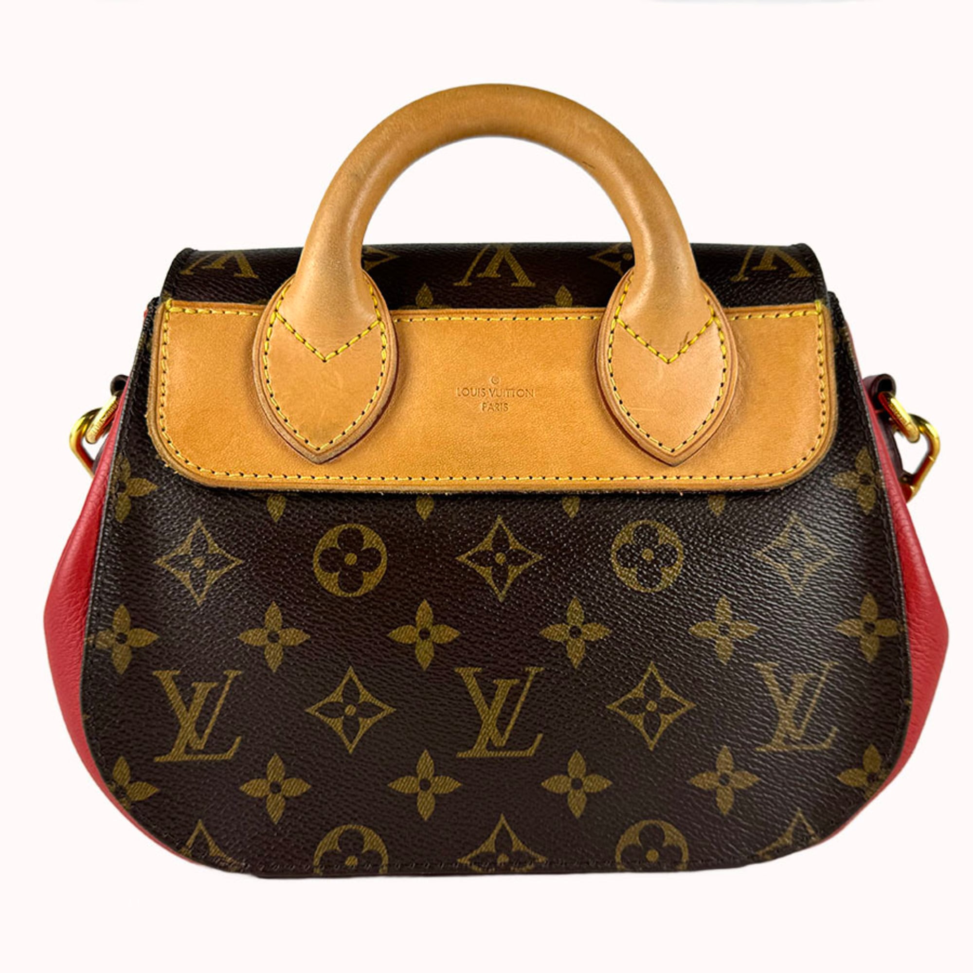 Louis Vuitton Brown Monogram Red Color Monogram Leather Shoulder Bag (Pre-Owned)
