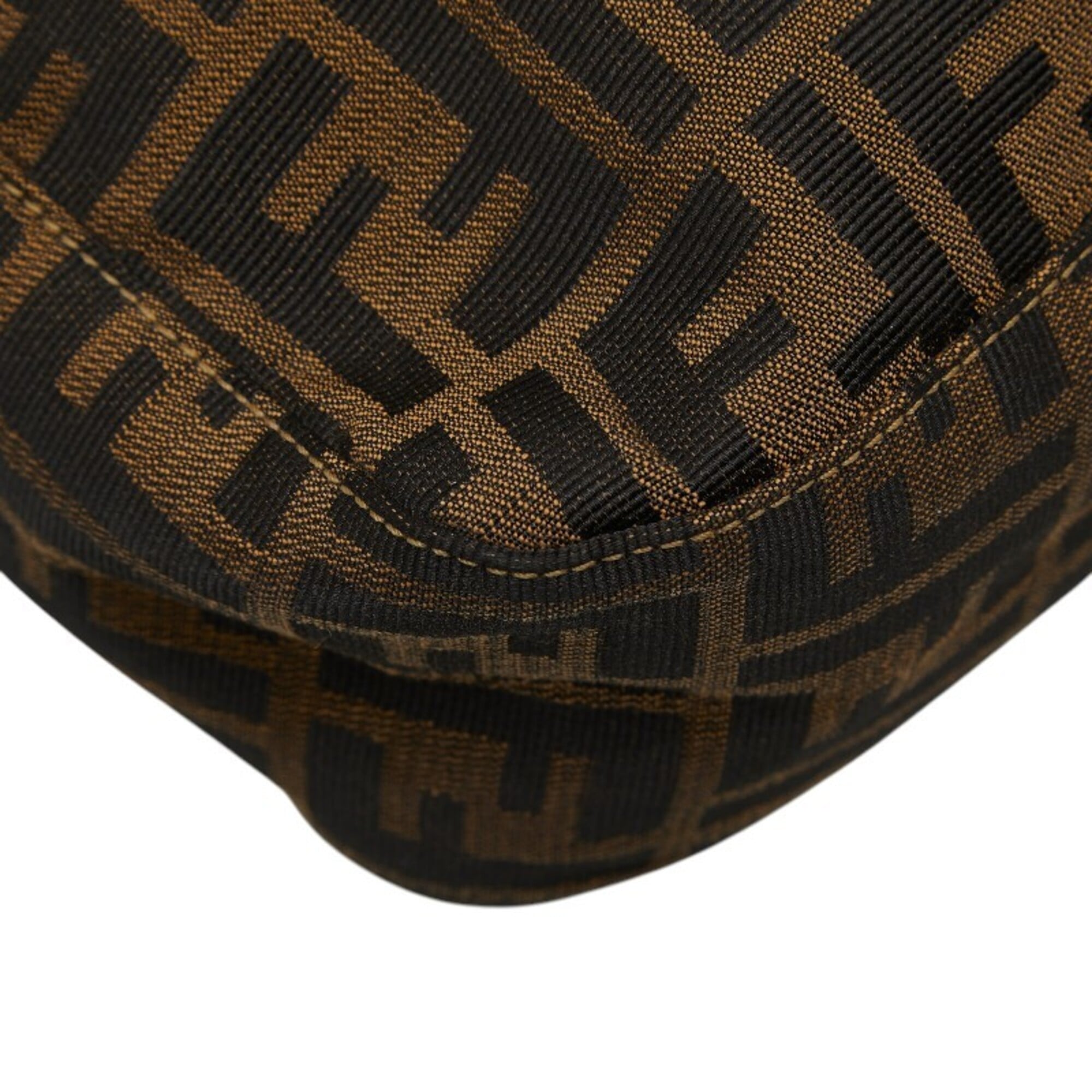 Fendi Zucca Black Brown Canvas Leather Shoulder Bag (Pre-Owned)