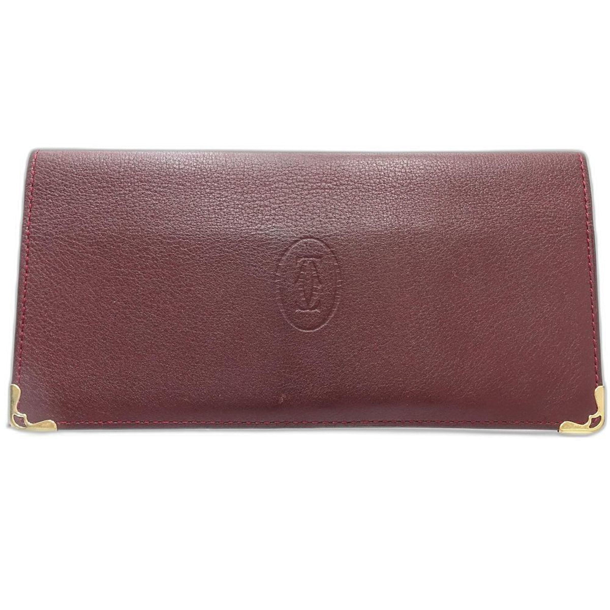 Cartier Bordeaux Leather Long Bill Wallet (Bi-Fold) (Pre-Owned)