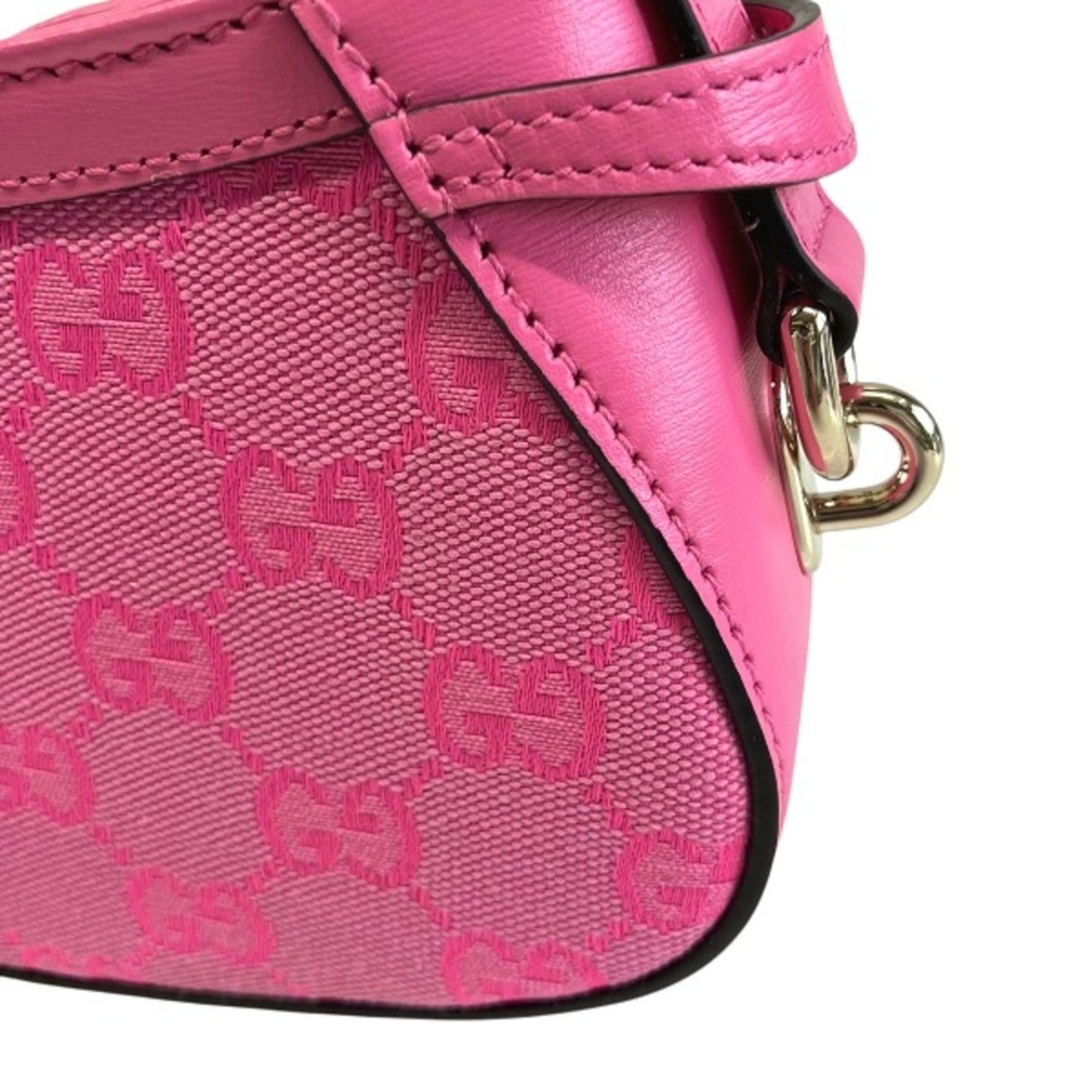 Gucci Pink Gg Canvas Leather Shoulder Bag (Pre-Owned)