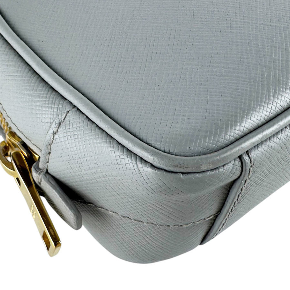 Prada Gray Leather Shoulder Bag (Pre-Owned)