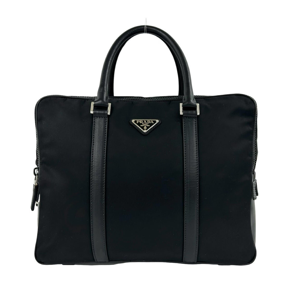 Prada Black Nylon Leather Briefcase (Pre-Owned)