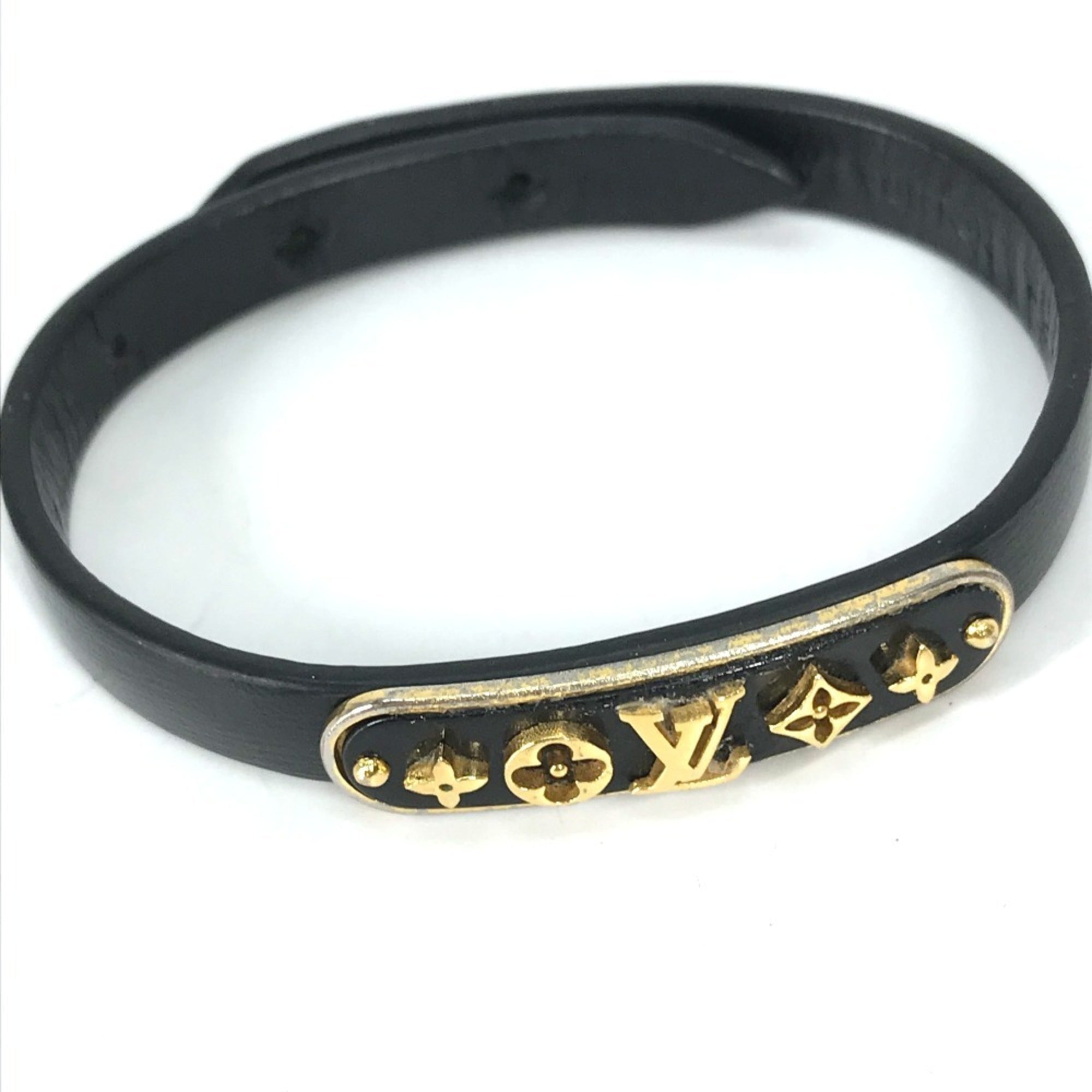 Louis Vuitton Monogram Black Monogram Leather Monogram Bangle (Pre-Owned)