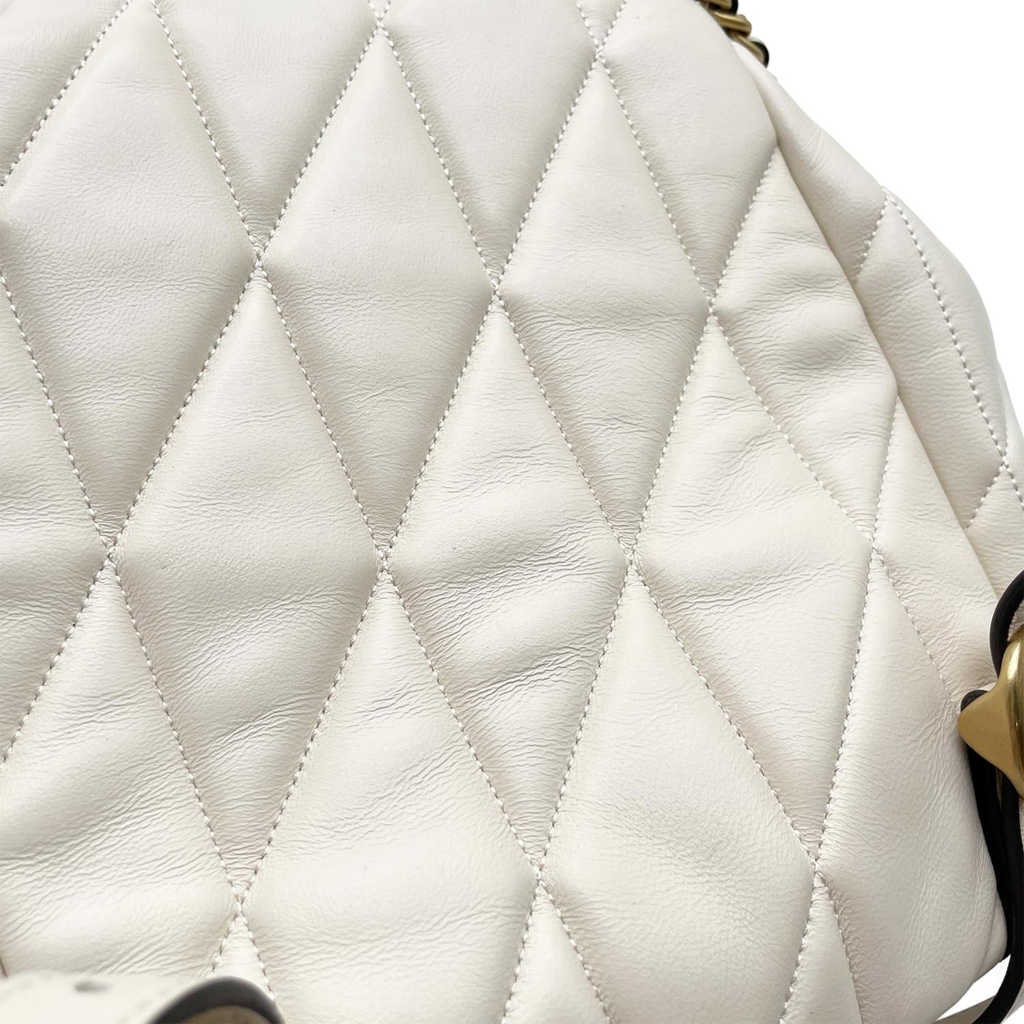 Coach Gold White Leather Backpack (Pre-Owned)