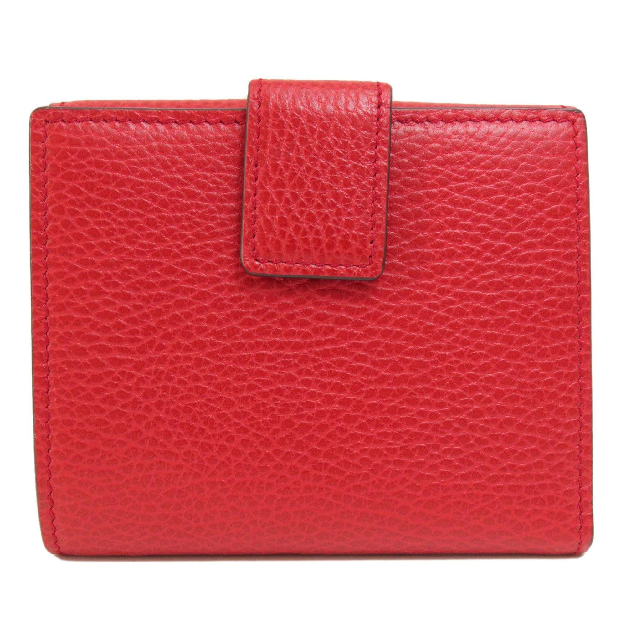 Gucci Red Color Leather Wallet (Bi-Fold) (Pre-Owned)