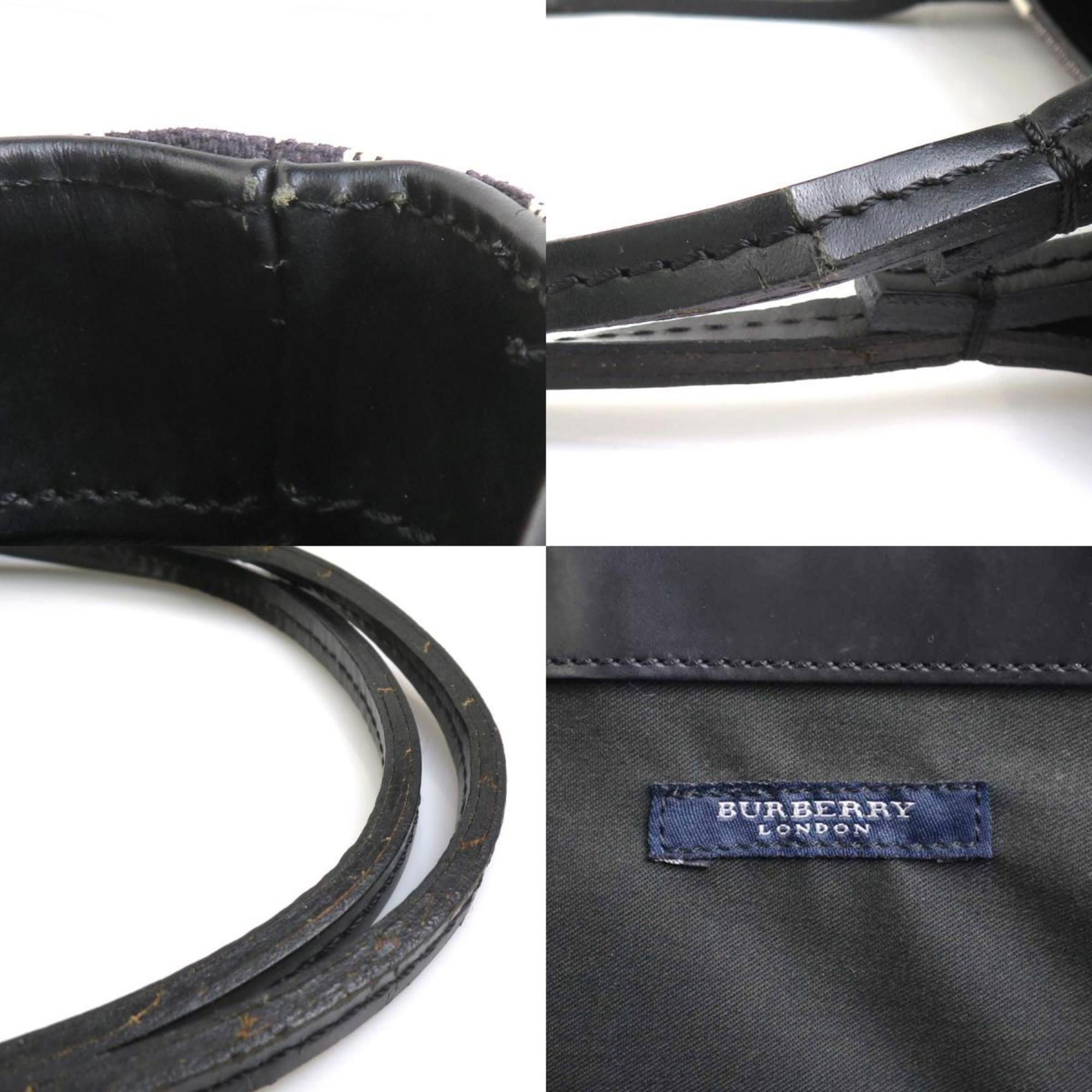Burberry Black Canvas Leather Handbag (Pre-Owned)