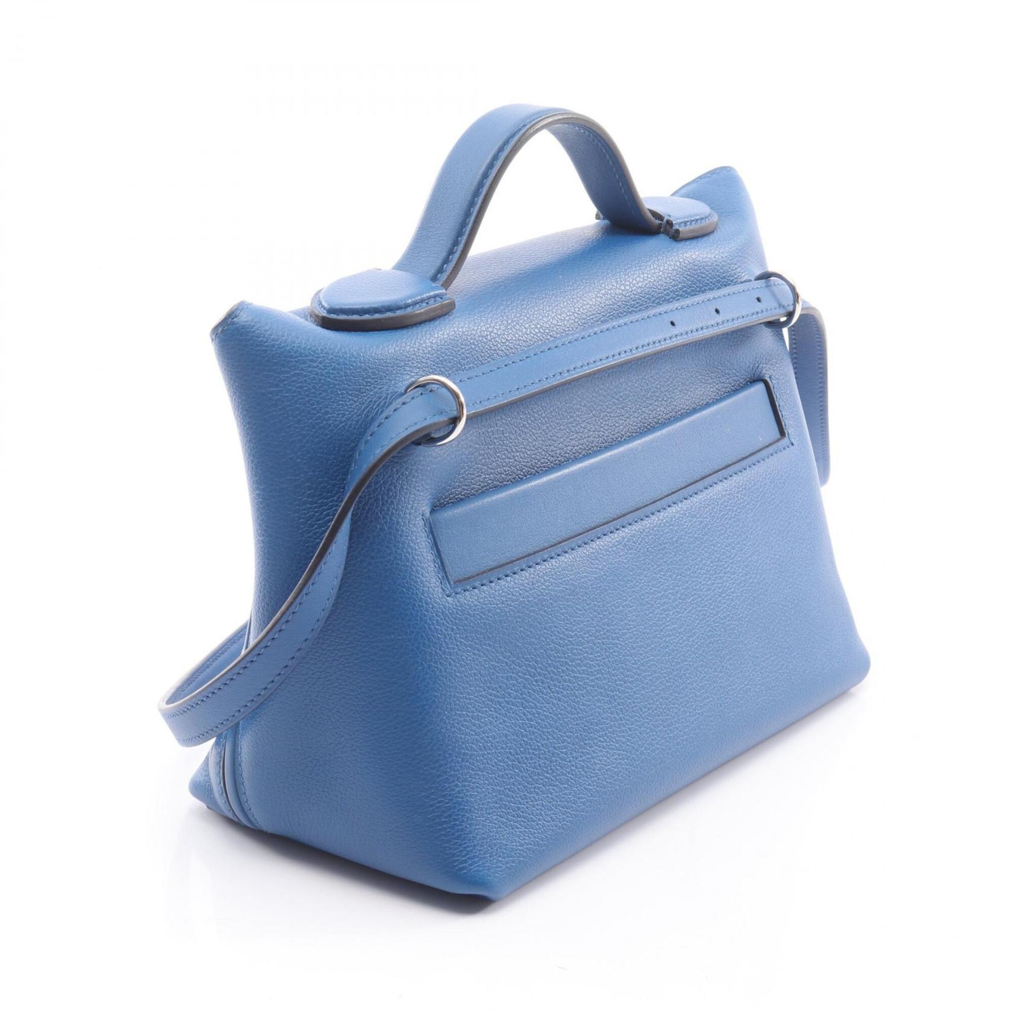 Hermes Blue Brown Swift Leather Evercalf Leather Handbag (Pre-Owned)