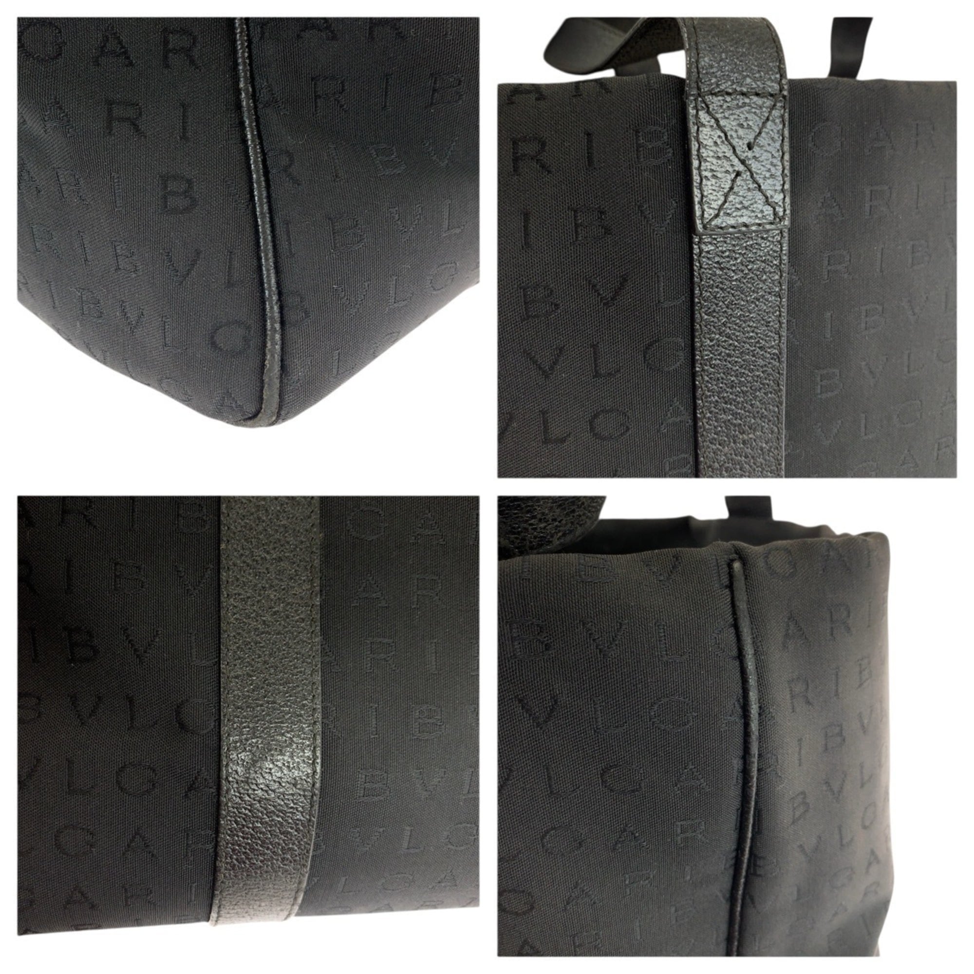 Bvlgari Black Canvas Leather Handbag Shoulder Bag (Pre-Owned)
