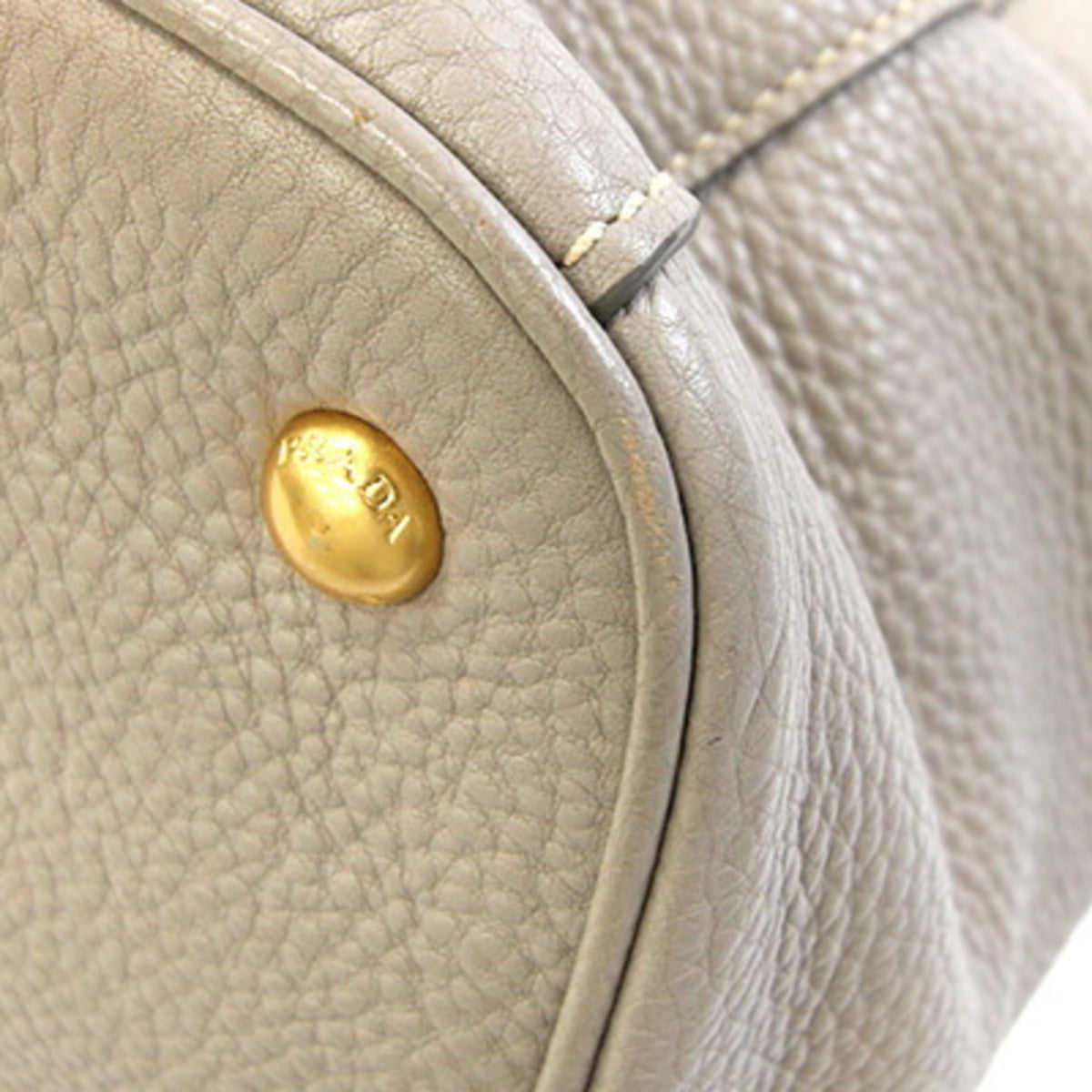 Prada Grayish Leather Handbag Shoulder Bag Tote Bag (Pre-Owned)