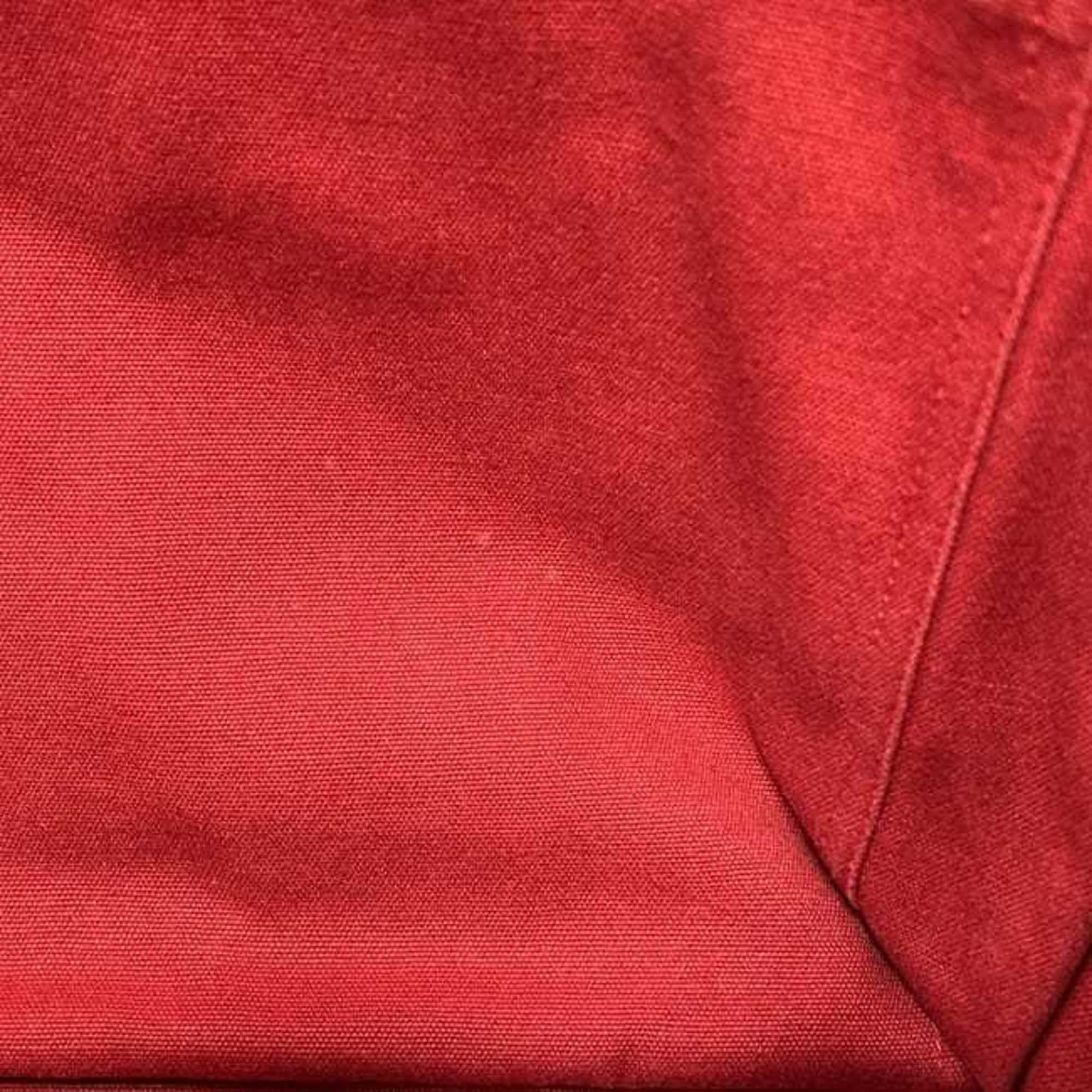 Hermes Red Color Cotton Canvas Tote Bag (Pre-Owned)