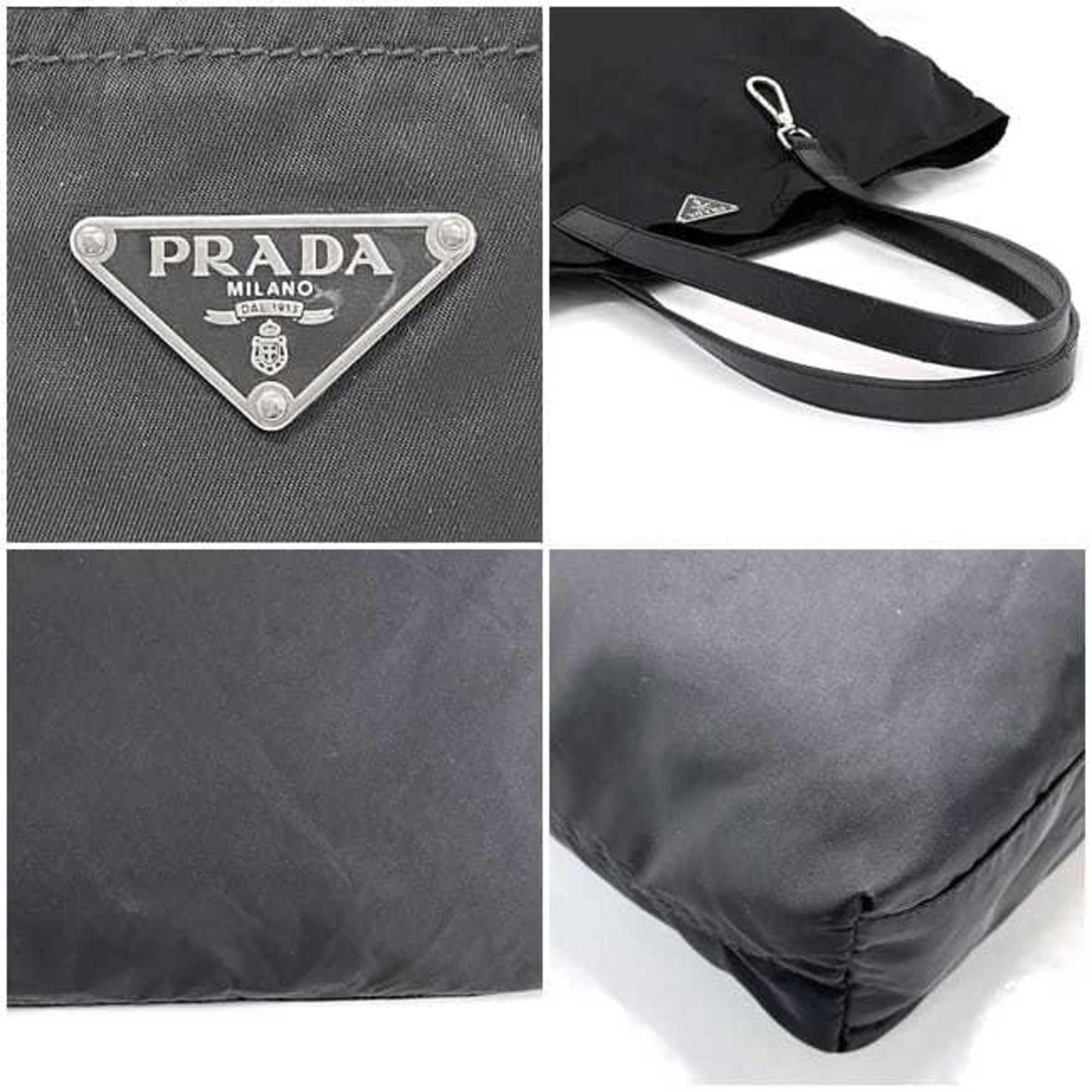 Prada Black Nero Nylon Leather Tote Bag (Pre-Owned)