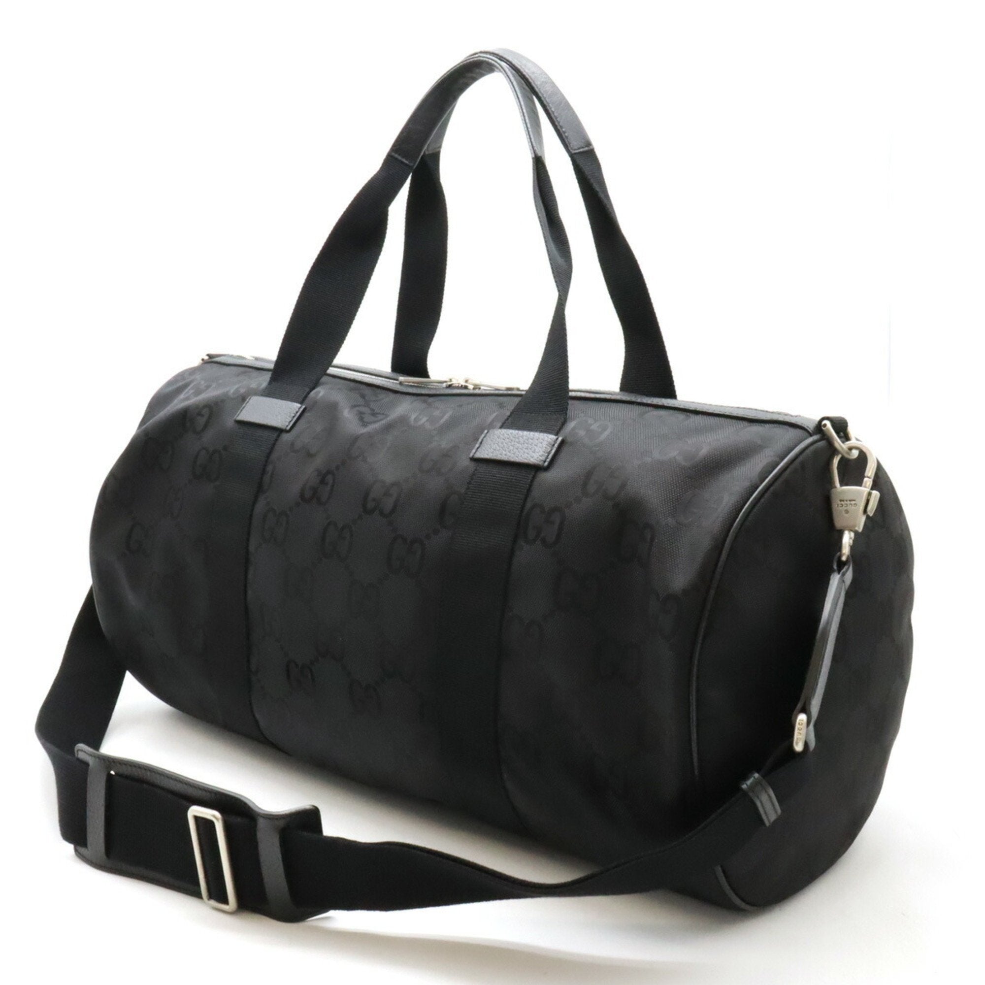 Gucci Black Nylon Canvas Leather Boston Bag Shoulder Bag (Pre-Owned)