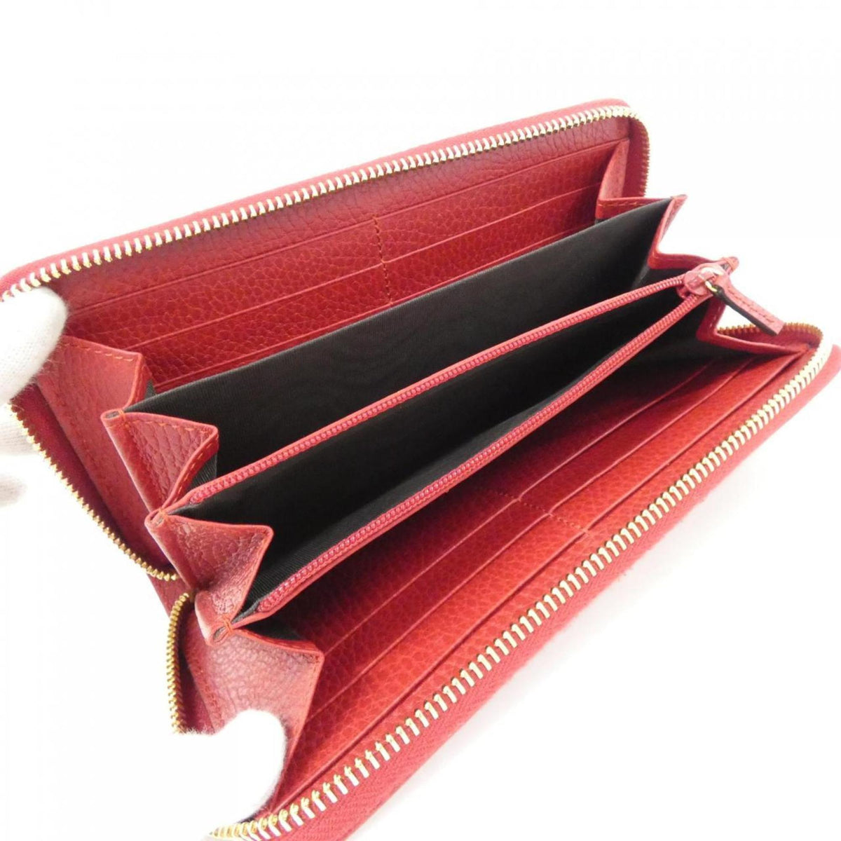 Gucci Red Color Leather Long Wallet (Bi-Fold) (Pre-Owned)