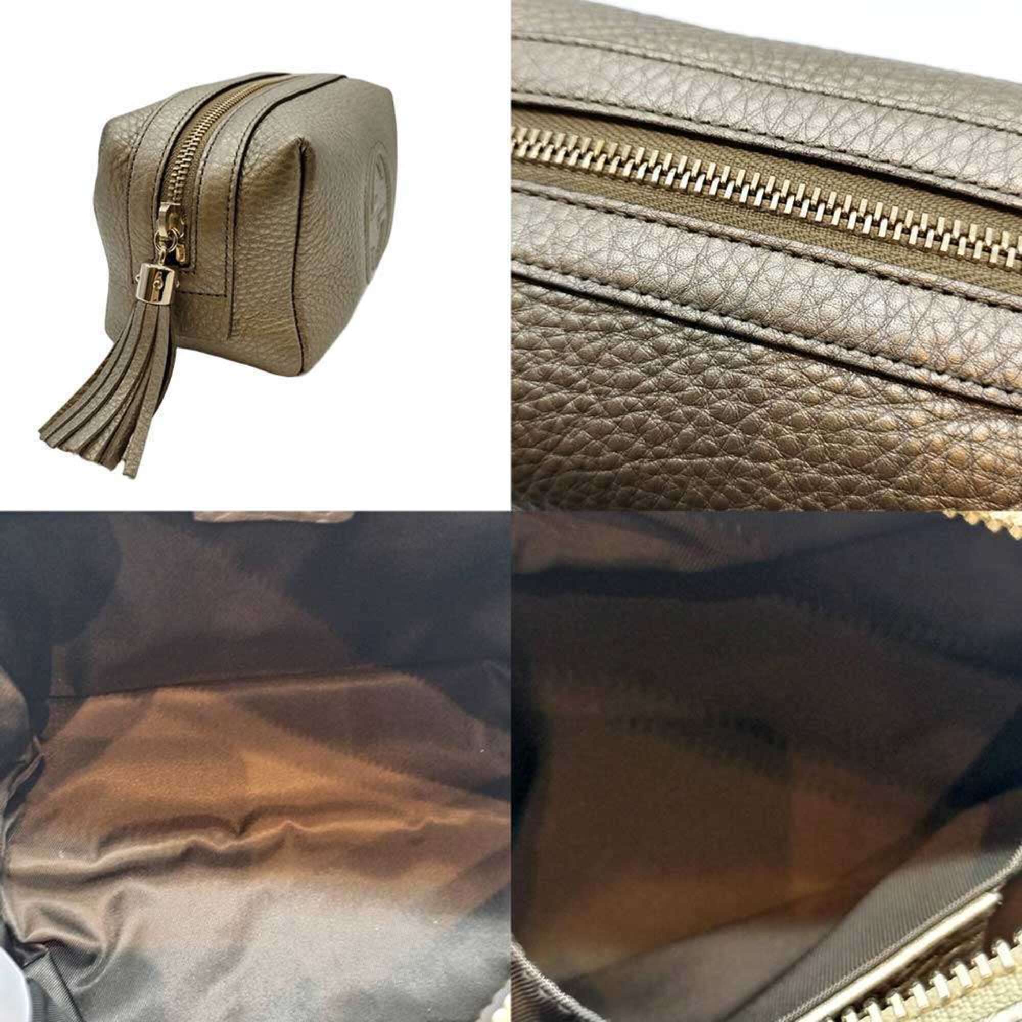 Gucci Soho Metallic Gold Leather Pouch (Pre-Owned)