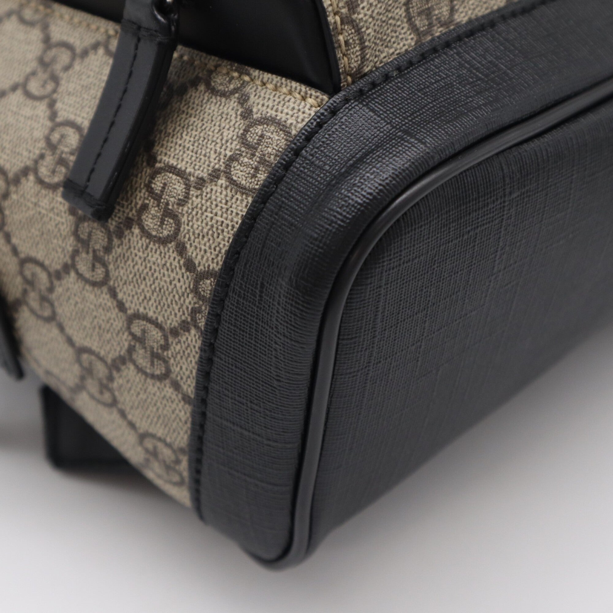 Gucci Beige Brown Canvas Leather Backpack (Pre-Owned)