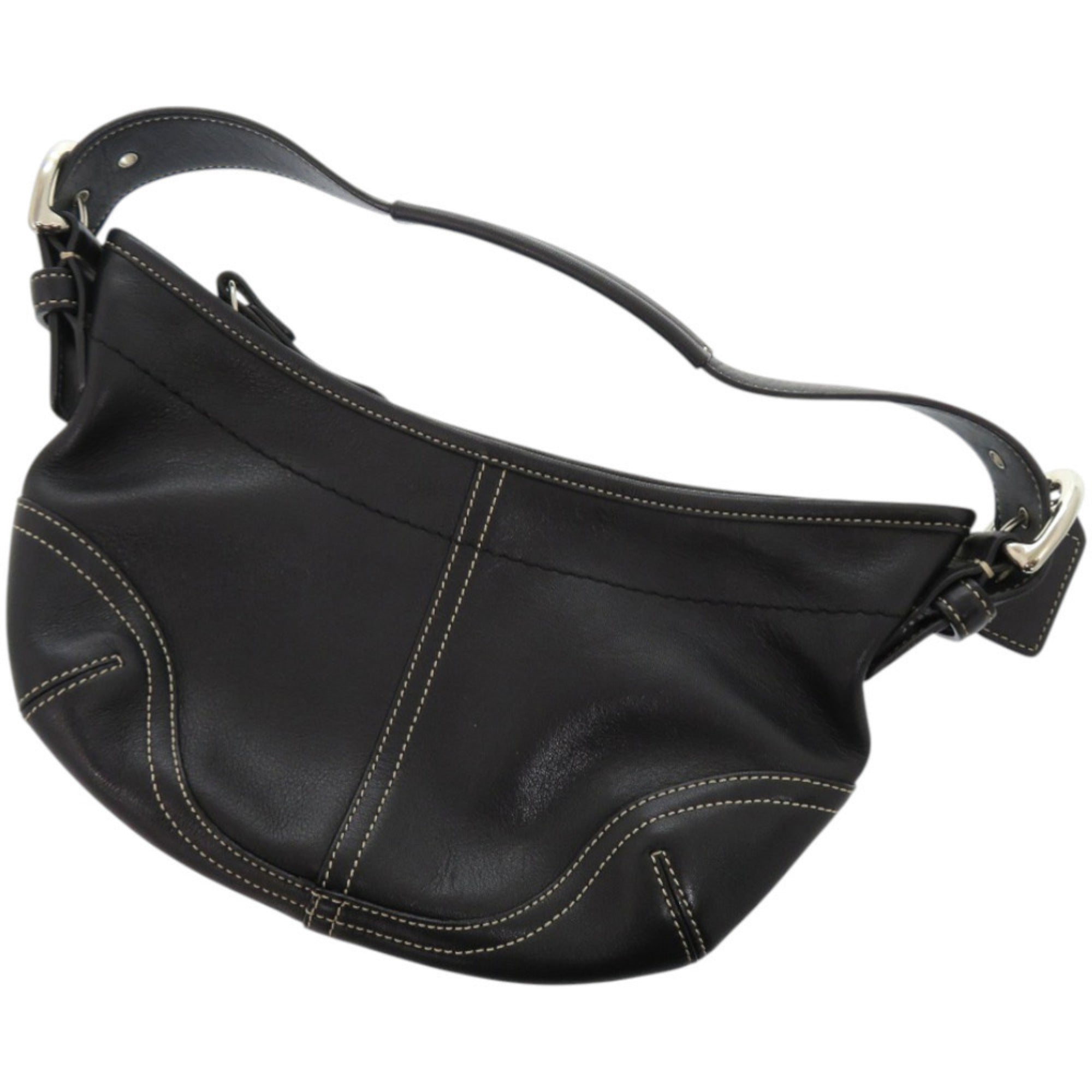 Coach Black White Leather Shoulder Bag (Pre-Owned)