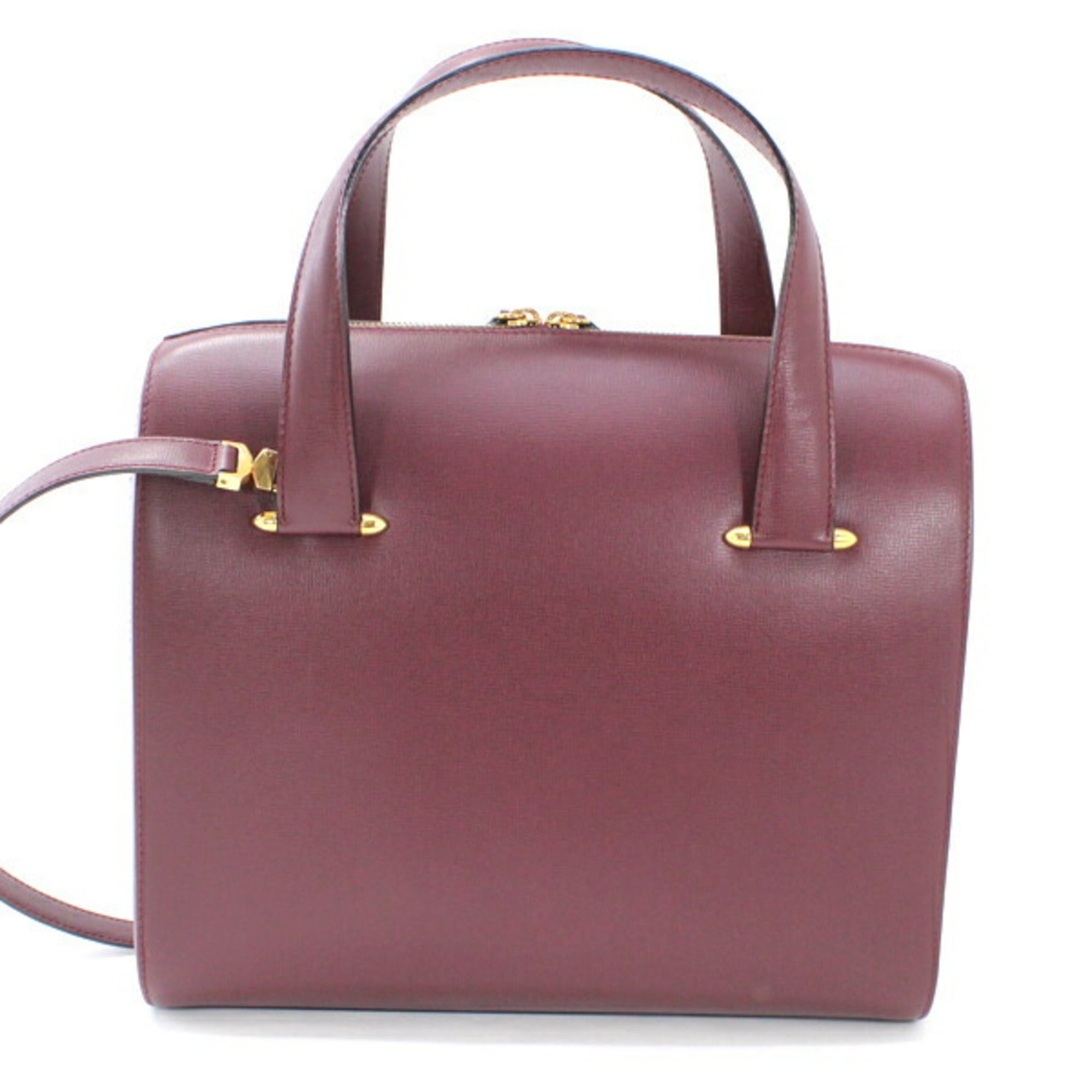 Cartier Must Bordeaux Leather Handbag Shoulder Bag (Pre-Owned)
