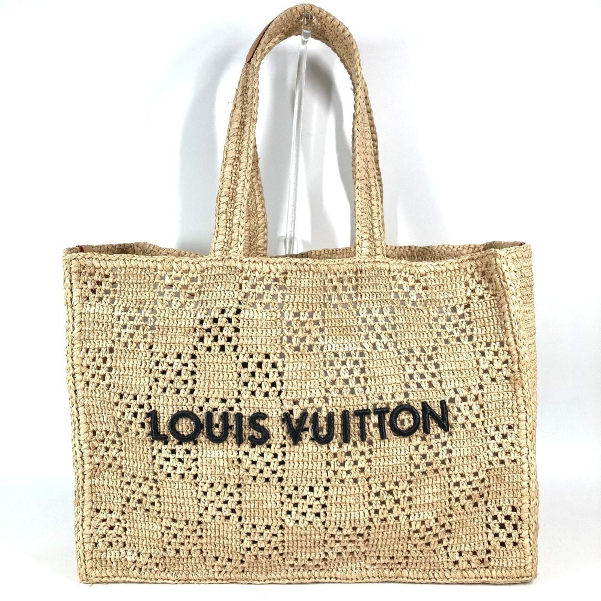 Louis Vuitton Natural Raffia Leather Handbag Shoulder Bag Tote Bag (Pre-Owned)
