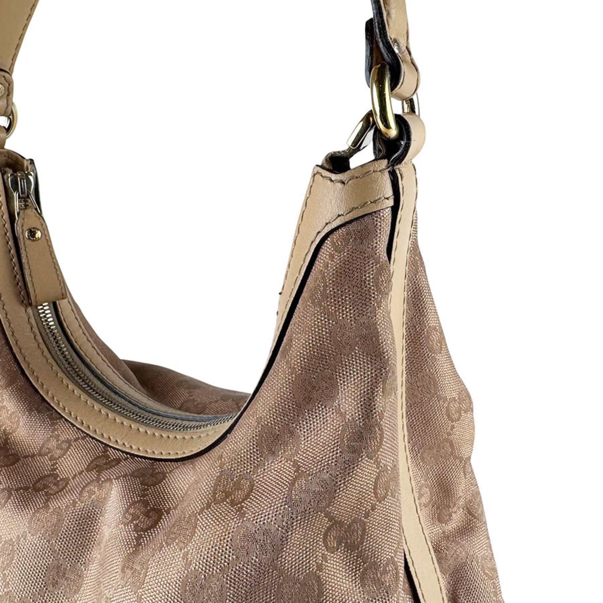 Gucci Beige Metallic Pink Beige Gg Canvas Shoulder Bag (Pre-Owned)
