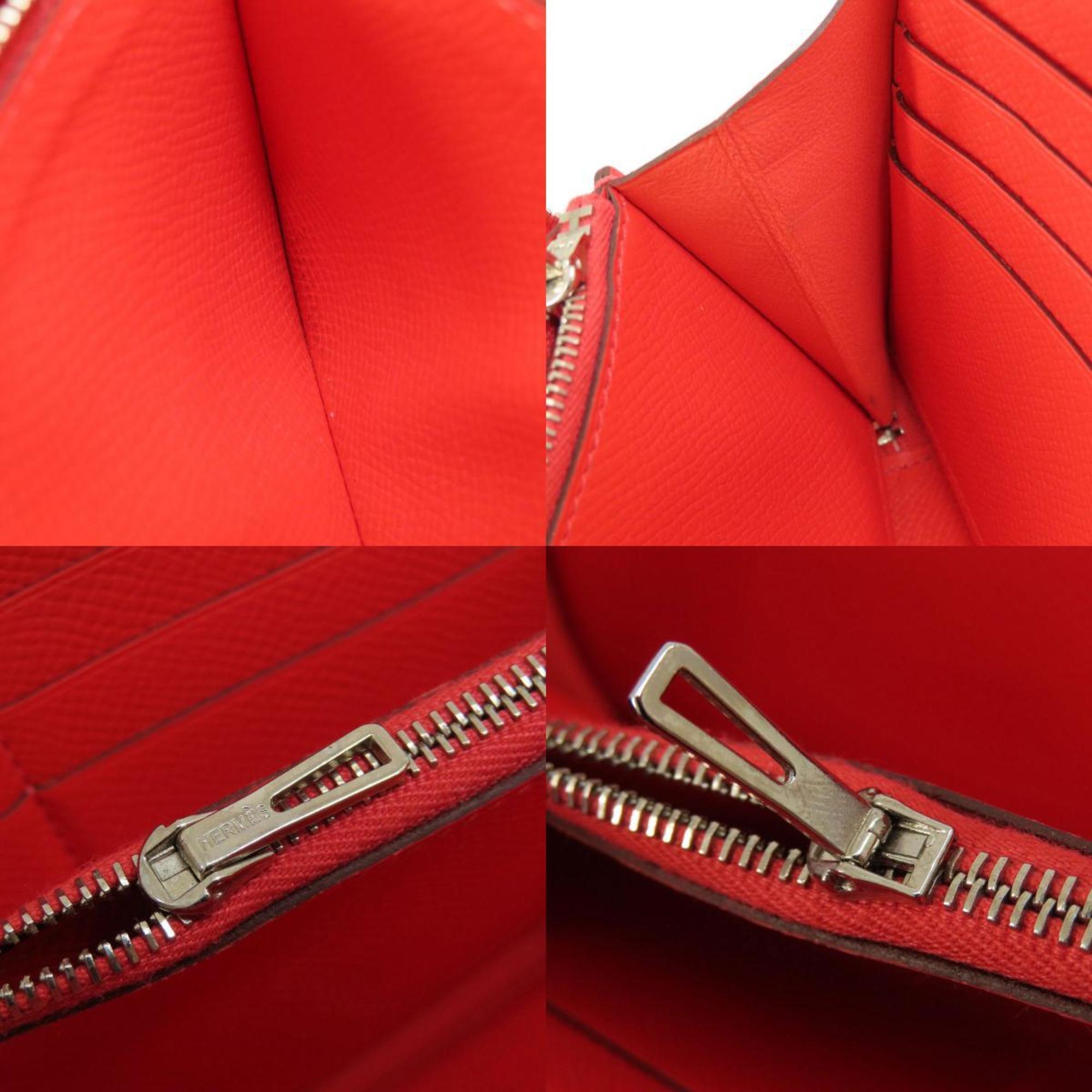 Hermes Red Color Epsom Leather Long Wallet (Bi-Fold) (Pre-Owned)