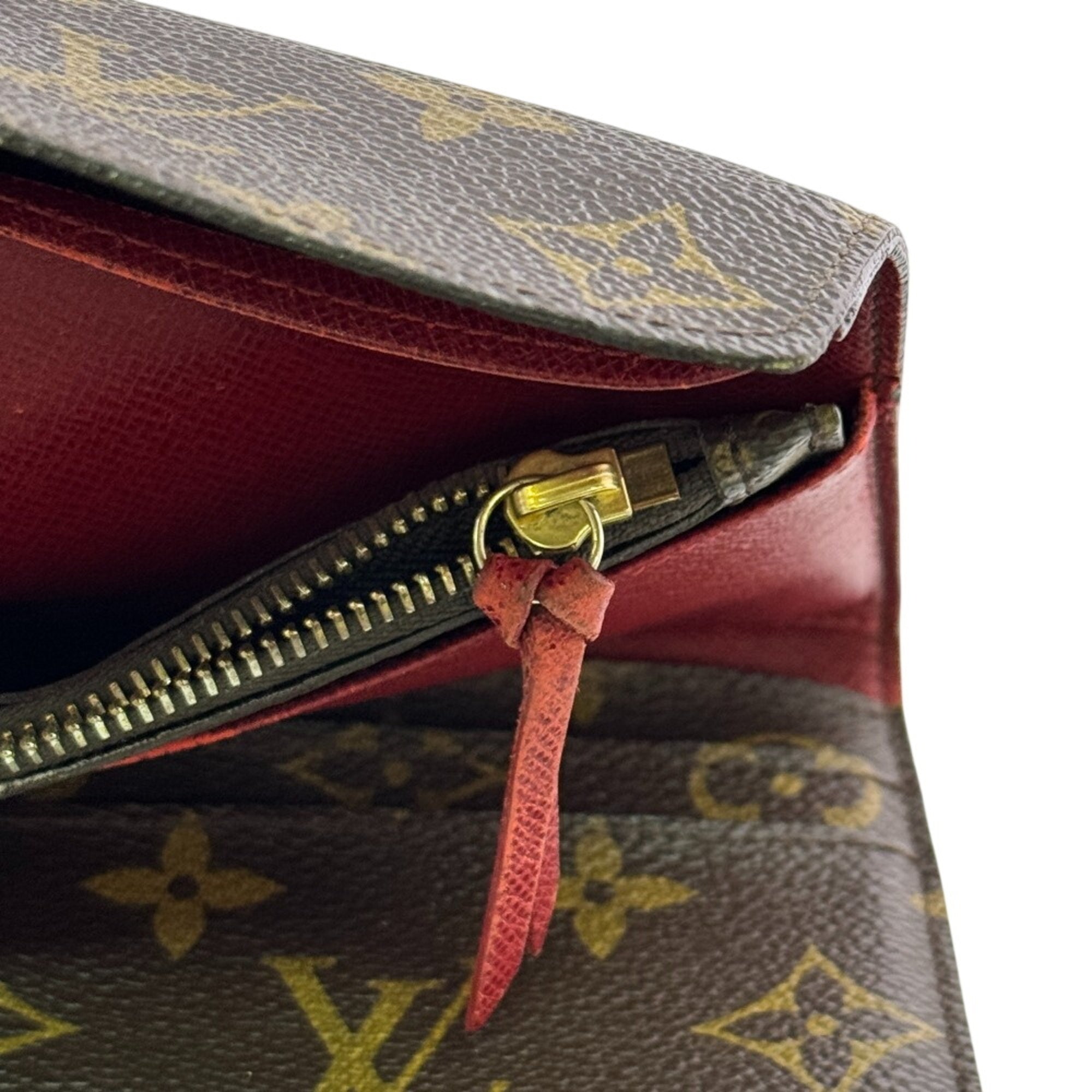 Louis Vuitton Monogram Brown Monogram Red Color Monogram Long Wallet (Bi-Fold) (Pre-Owned)