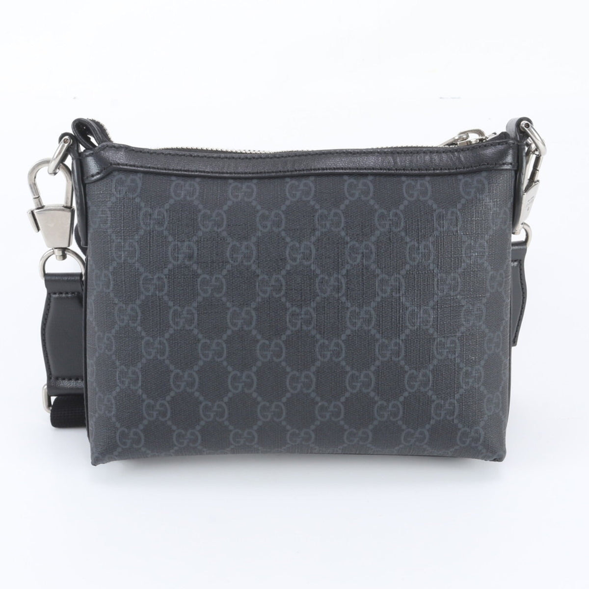 Gucci Black Leather Coated Canvas Messenger Bag Shoulder Bag (Pre-Owned)